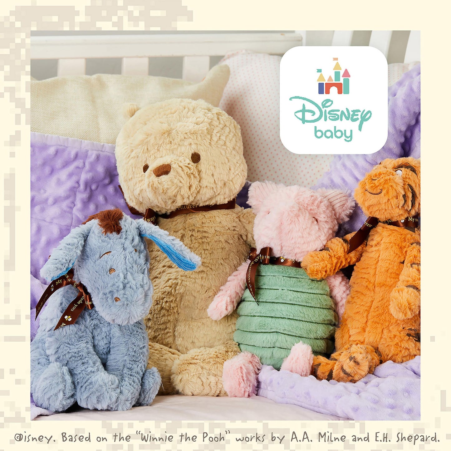 KIDS PREFERRED Baby Classic Winnie the Pooh and Friends Stuffed Animal original version 9 Inch, Pooh
