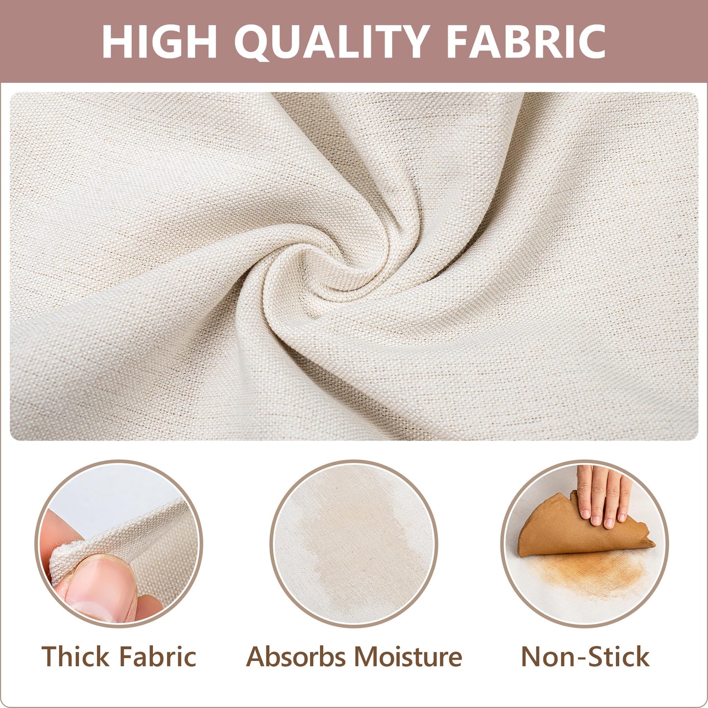 Imitation Linen Tablecloth 59x39 Inch Large - Cotton Canvas Drop Cloth Sheet for Table - Versatile Pottery Fabric Sheets for Painting, Ceramics, Wedging/Rolling Potters Clay with Tools (1pc)
