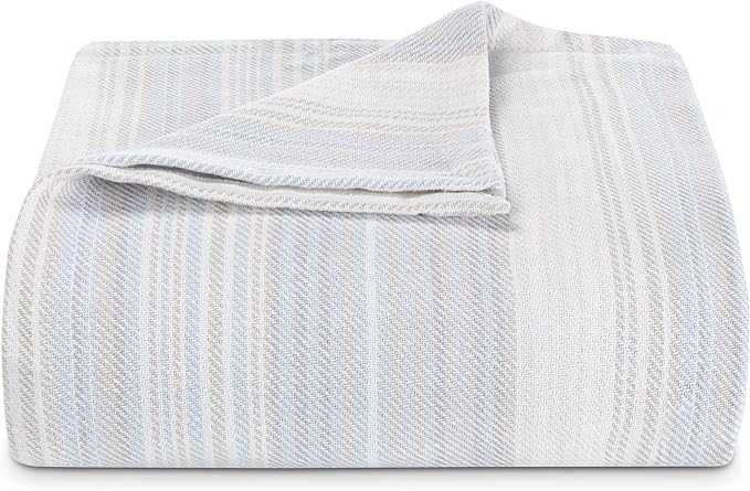 Tommy Bahama - Queen Blanket, Soft Cotton Bedding, Coastal Inspired Bedding Essentials (Sandy Shore Turquoise, Queen)