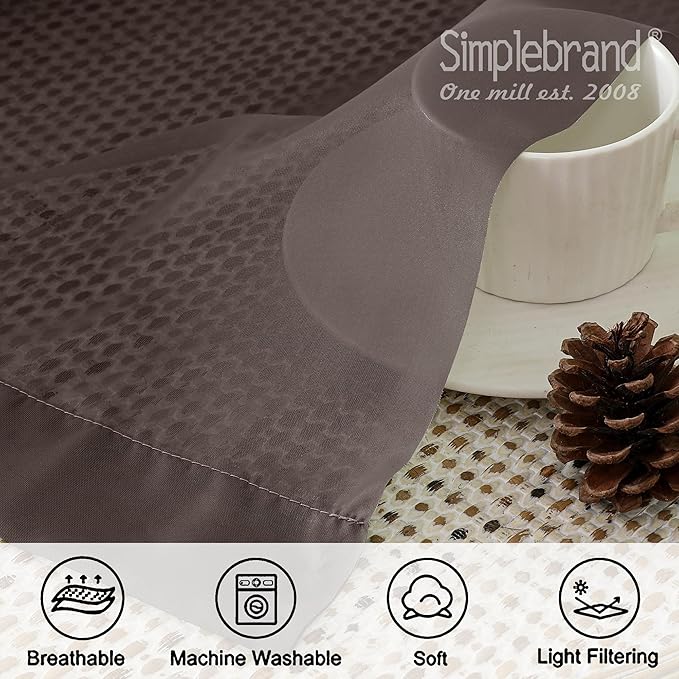 Simplebrand Chocolate Short Sheer Kitchen Curtains 36 Inch Length Tier Rod Pocket Cafe Drapes Half Window for Bathroom Small Windows 42 x 36 Inch, 2 Panels