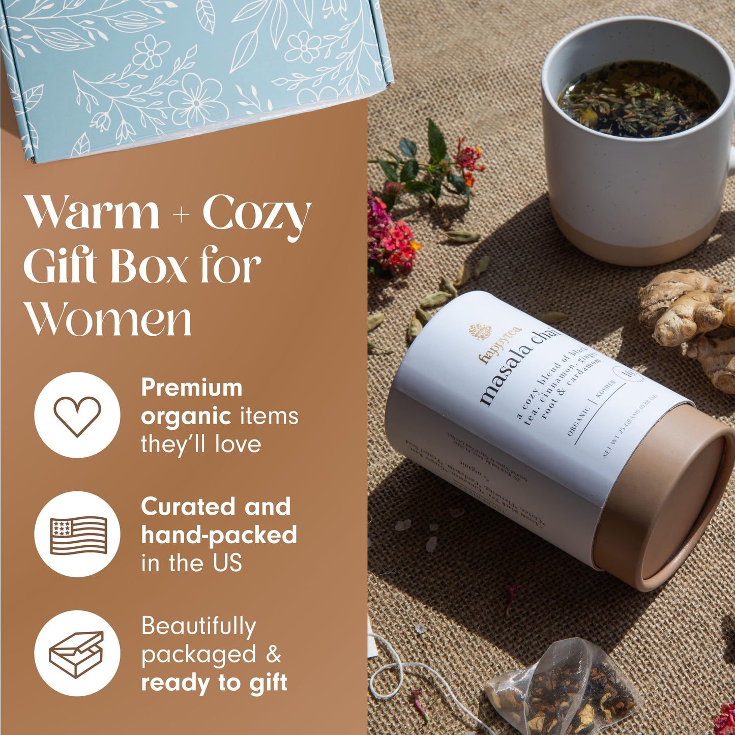 Unboxme Sending Hugs Get Well Soon Gift Basket & Care Package for Women - Self Care Gift Box with Fuzzy Socks, Ceramic Mug, Chai Tea, Honey