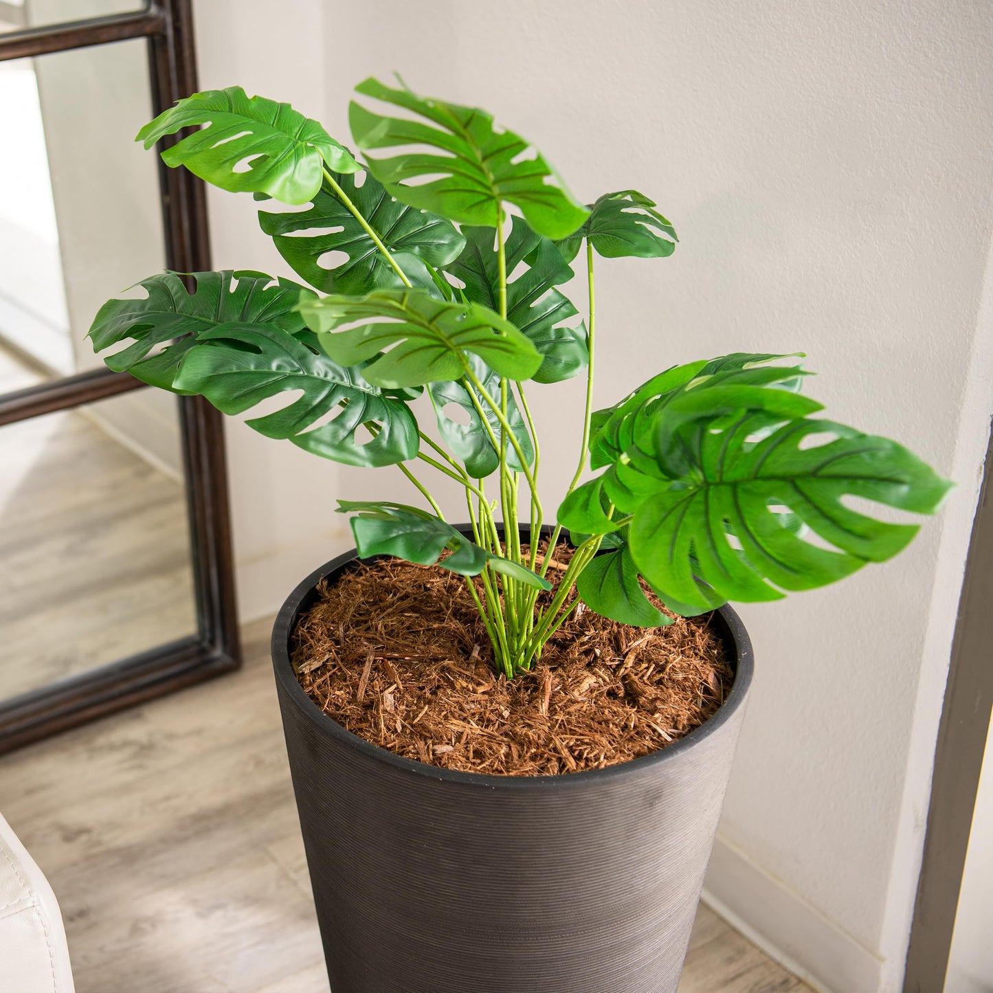 XBrand Modern 28-Inch Tall Round Planter, Modern Tapered Planter Perfect for Indoor & Outdoor Planter, Patio Décor, Set of 2, Black