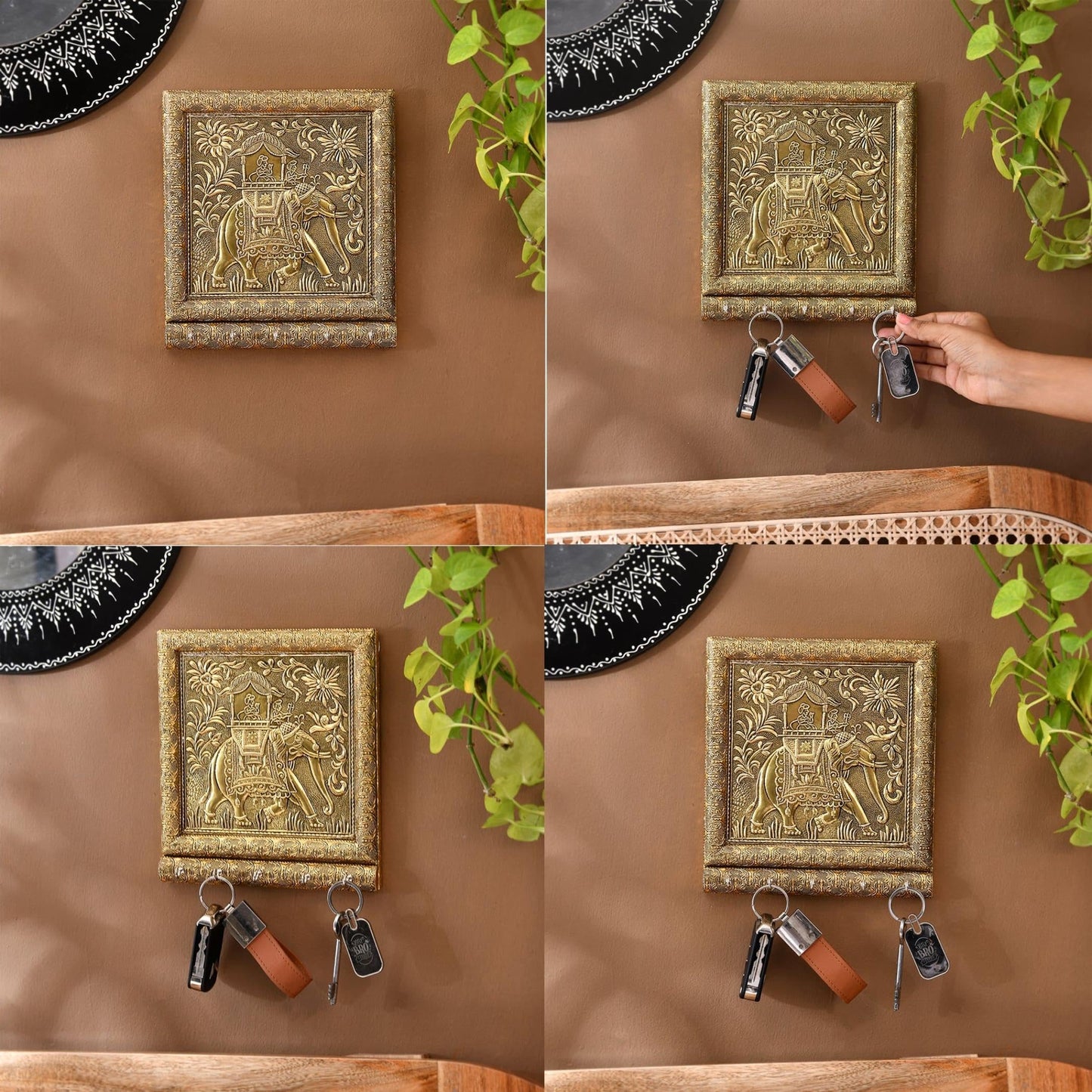 LOVENSPIRE Key Holder Décor Elephant Design Key Hooks for Wall Hanging Hand Crafted Decorative Showpiece Key Organizer Home Decor Wall Mounted 5 Hooks for Entryway Living Room Housewarming Gift