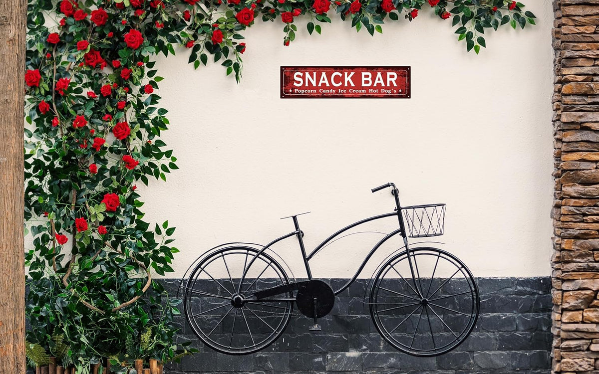 Vintage Tin Sign Retro Metal Snack Bar Signs Stylish Wall Art Plaques for Home Decor Bathroom Kitchen House and Gothic Wall Decor or as a Unique Poster 16x4 in