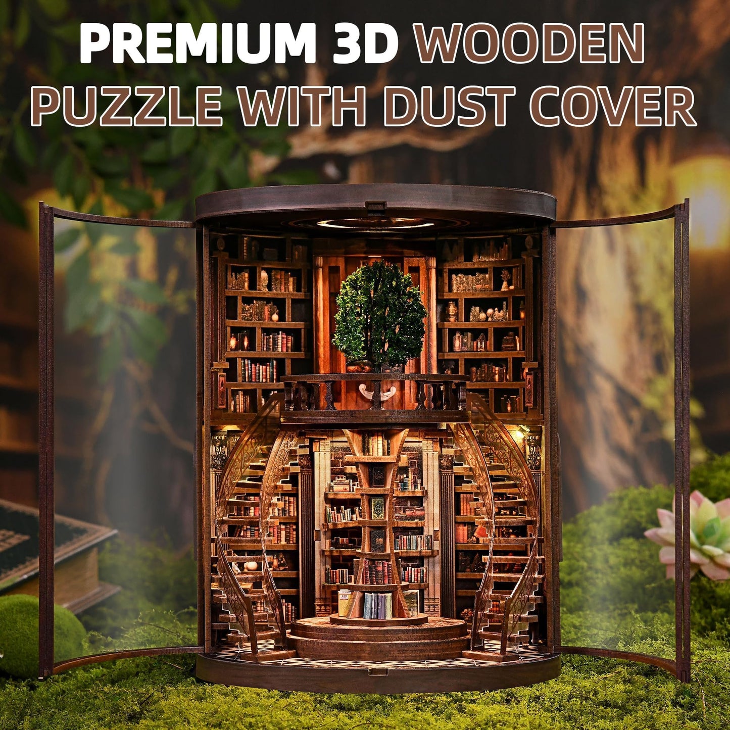 CRIOLPO Book Nook Kits for Adults - Book Nook Kit Bookshelf Decor DIY Miniature House Kit for Bookshelf - Craft Kits for Adults Booknook Model Kits Tiny House Arts and Crafts with LED Lights