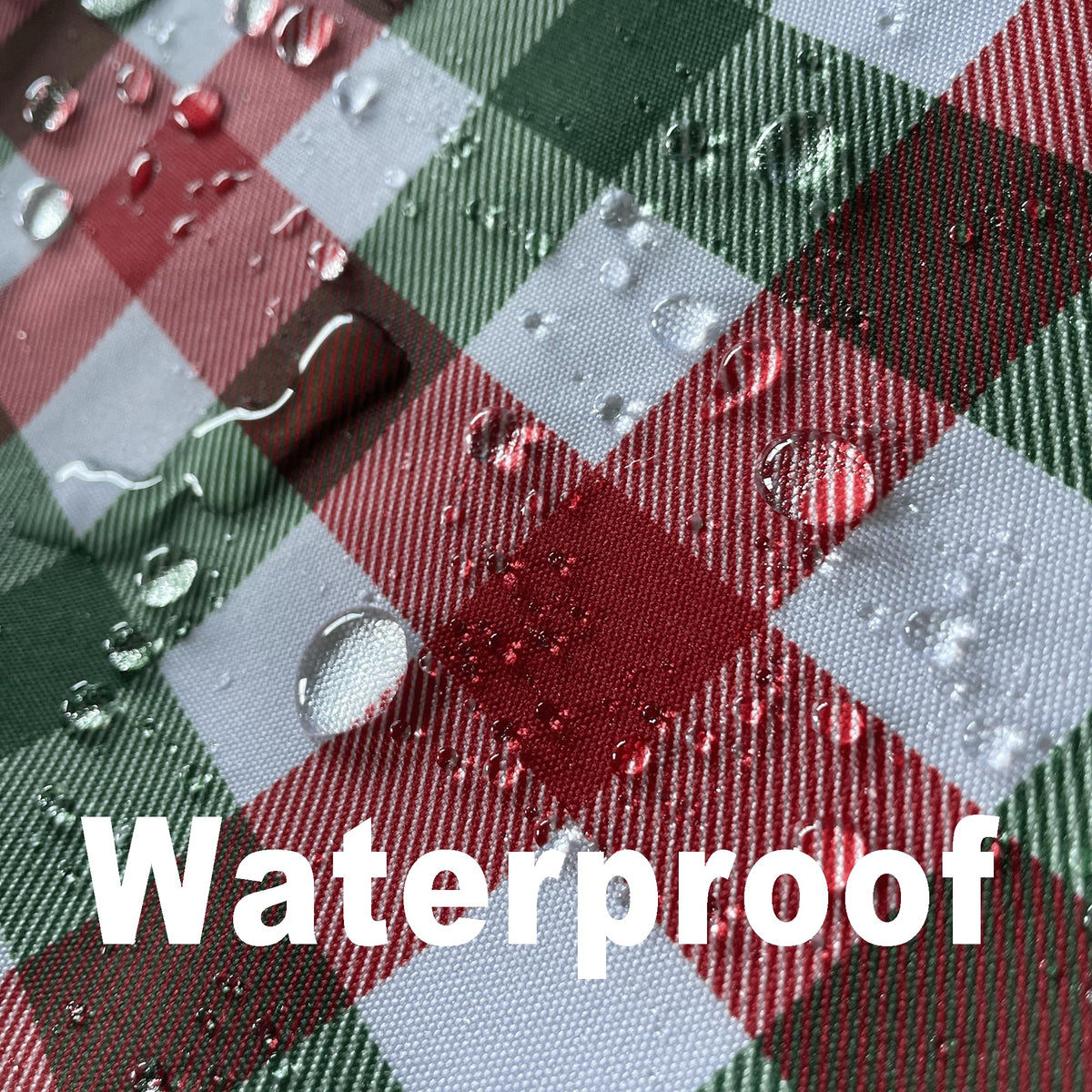Red Waterproof Plaid Christmas Tablecloth Fabric