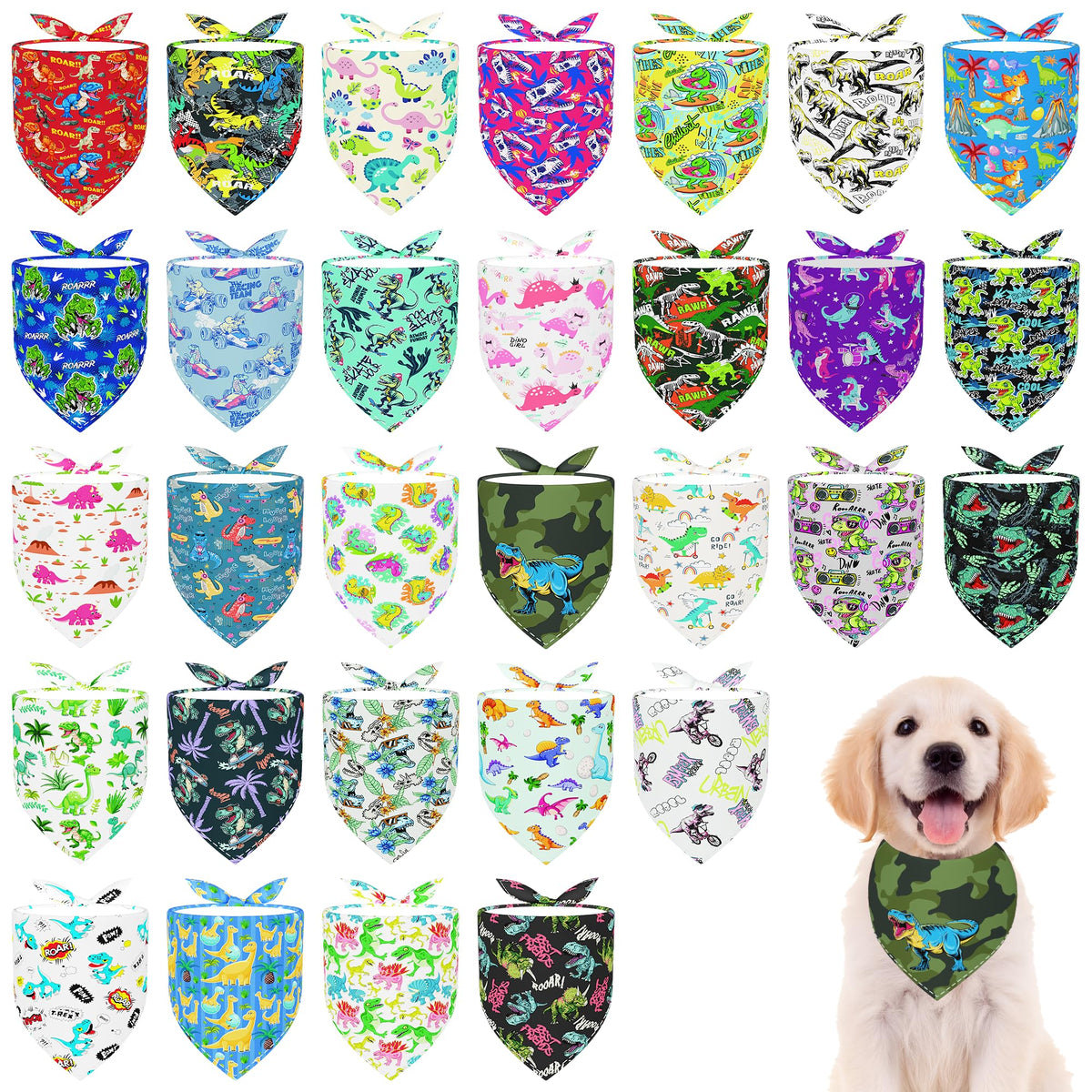 Pai Sence Pride Day Dog Bandanas Bulk for Small Dogs Sewn Edges 18" 30Pcs S