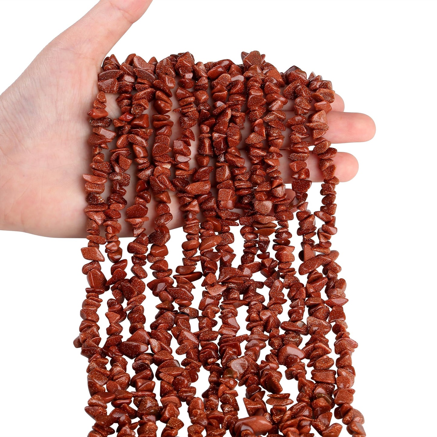 ZHIYUXI 400pcs Gold Sandstone Beads 5-8mm Crystals Gemstones for Bracelet Making Irregular Stone Bead for Jewelry Making Natural Chips Craft 2 Strands