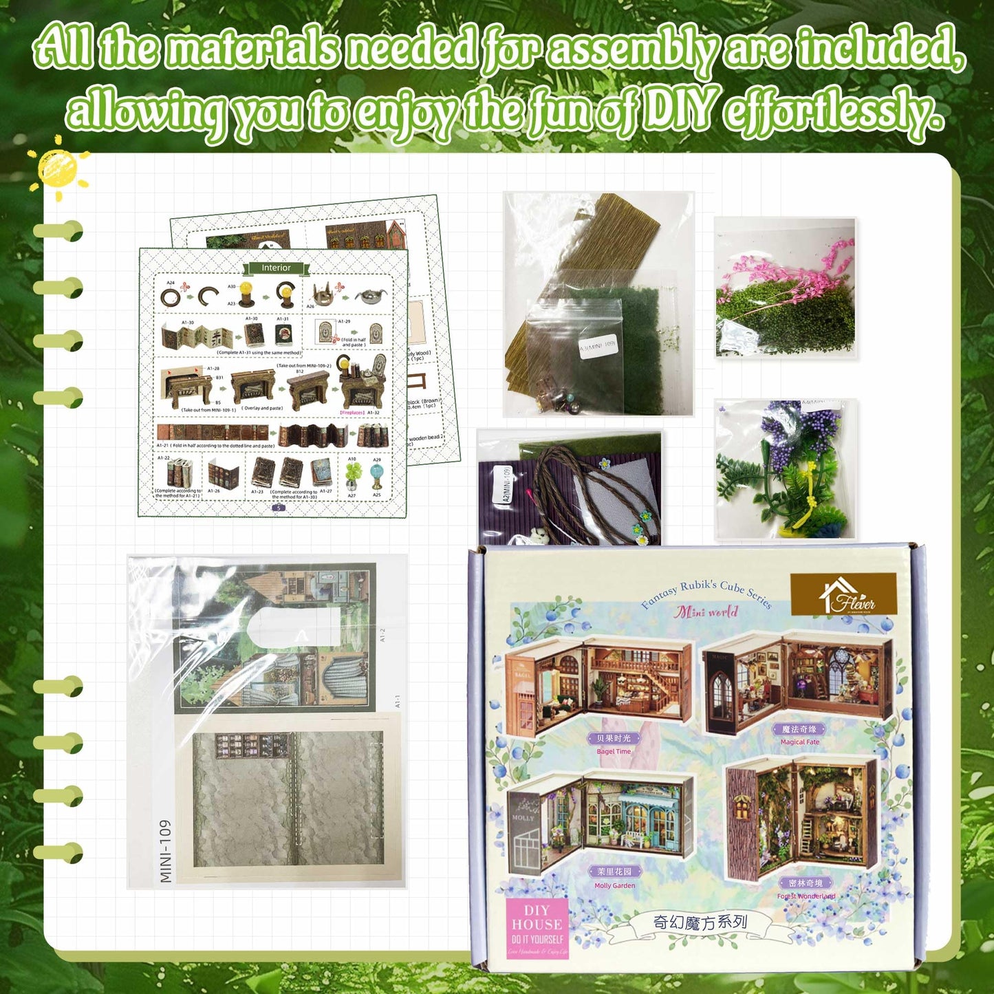 Flever Dollhouse Miniature DIY House Kit Creative Room with Furniture for Romantic Valentine's Gift (Forest Wonderland)