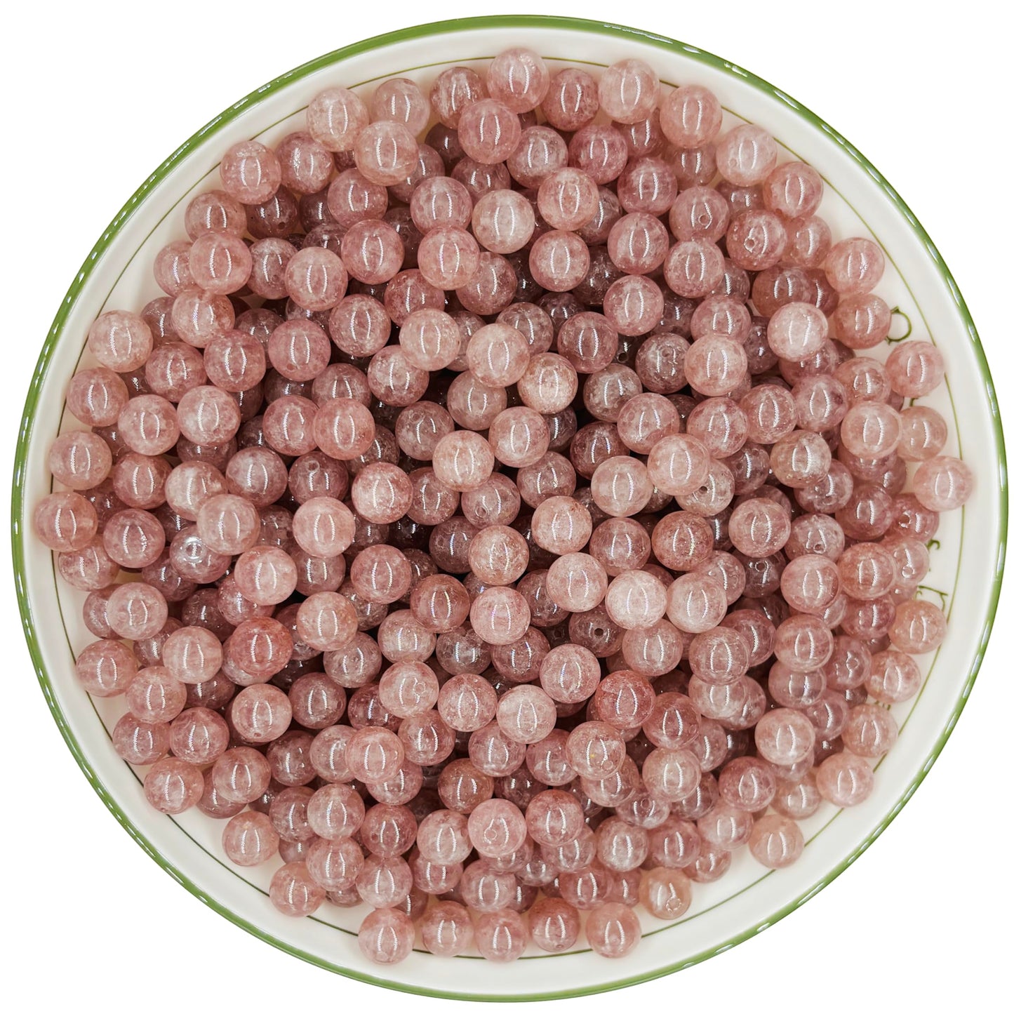 WHNKFB 10mm 50PCS Natural Strawberry Quartz Round Beads, Loose Crystal Beads with Strawberry Seed-Like Contents for Jewelry Making Craft - 6mm 8mm 10mm Options with Free Elastic Cord