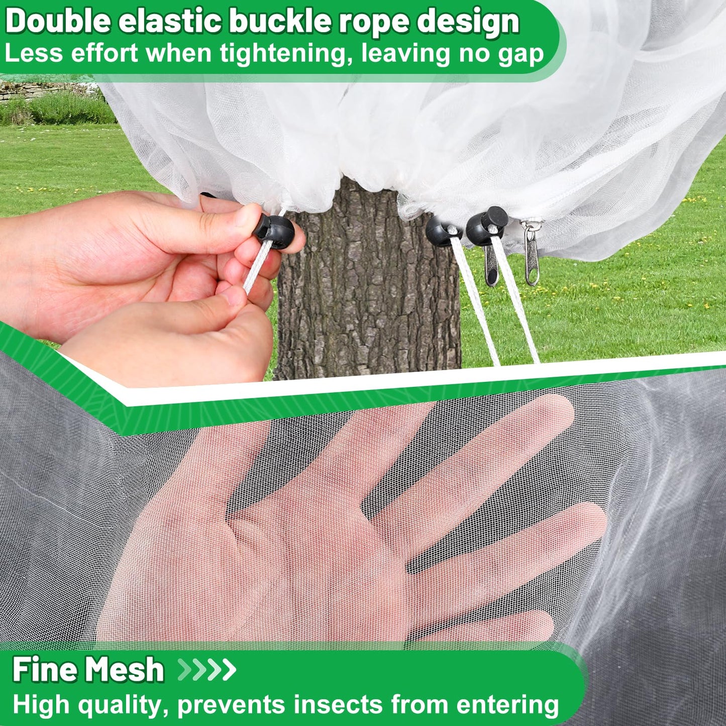 Easy Installation Fruit Tree Netting with Zipper & Drawstring - 8.2x6.6ft Ultra Fine Mesh Garden Protection Screen to Protect Pear Peach Apple from Bird Insect Bug Cicada Deer Squirrel