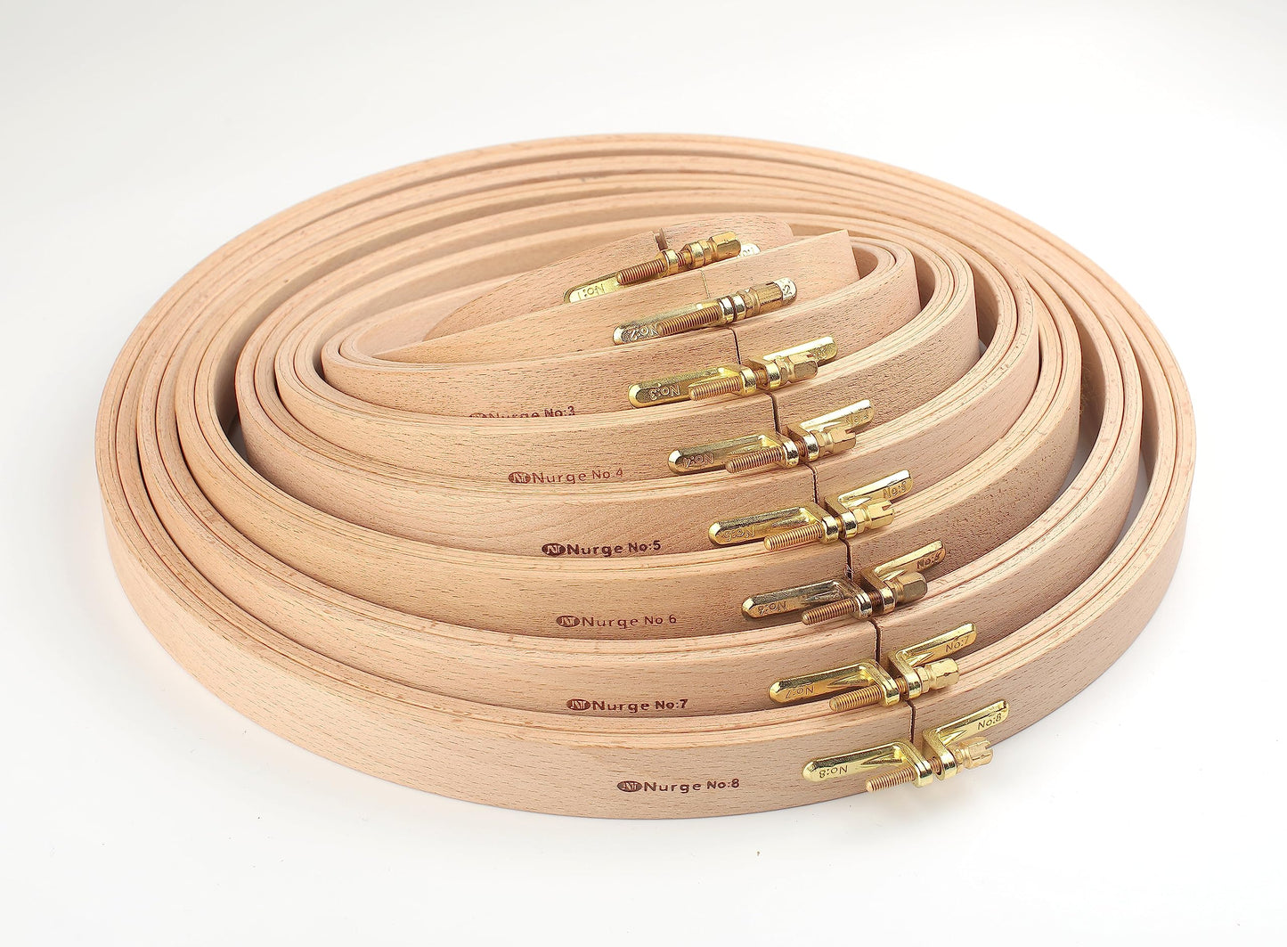 Nurge Premium Quality 24 mm Wood Embroidery Hoop, Cross Stitch Hoop with Gold Plated Adjustable Brass Screw (No:5)