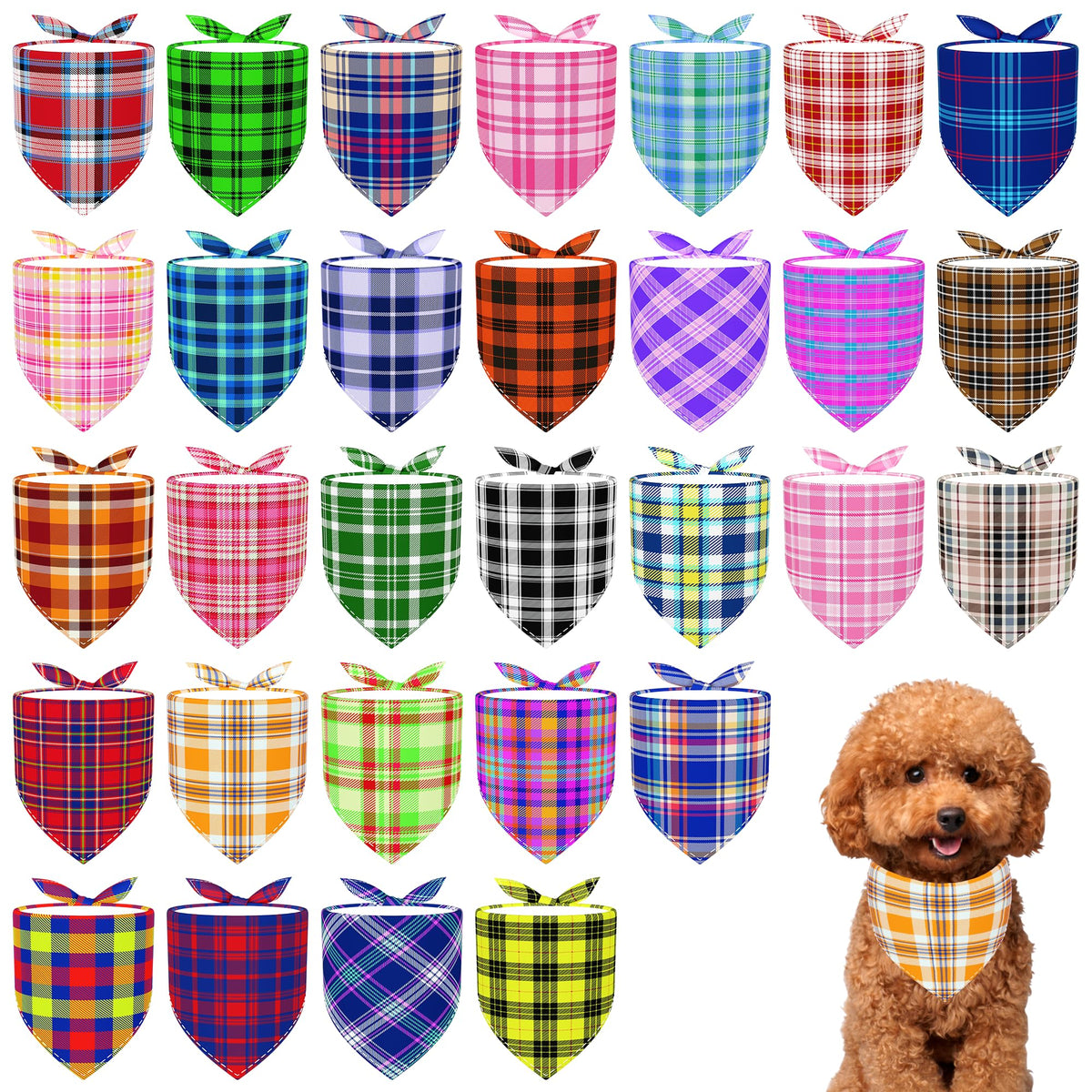 Pai Sence Pride Day Dog Bandanas Bulk for Small Dogs Sewn Edges 18" 30Pcs S
