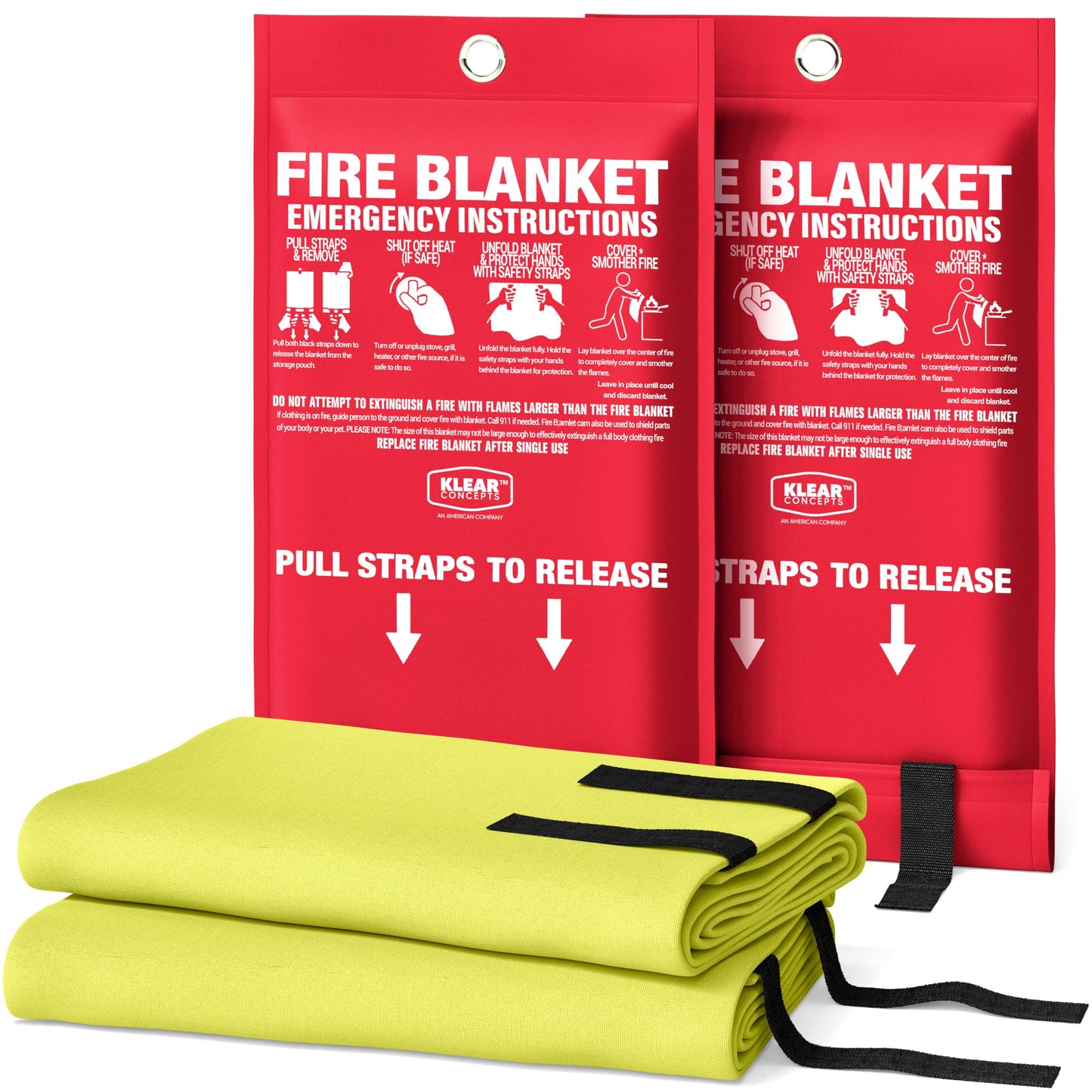 National Park Foundation Partner Emergency Silicone Fire Blanket with Safety Handles, 40"x40" Silicone Coated UM9 Fiberglass Fire Blanket, Home and Kitchen Fires, Camping Gear, Designed in USA(2Pk)