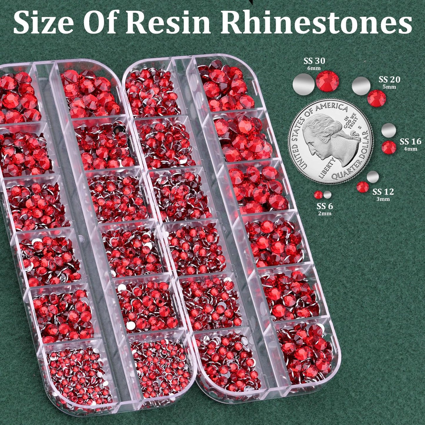 Resin Rhinestones for Crafting with B7000 Jewelry Glue, 2 Boxes Red Flatback Crystals with 3Pcs 10ml Glue for Bedazzling Crafts DIY Nail Art Makeup，Non Hotfix Gems for Clothing Shoes