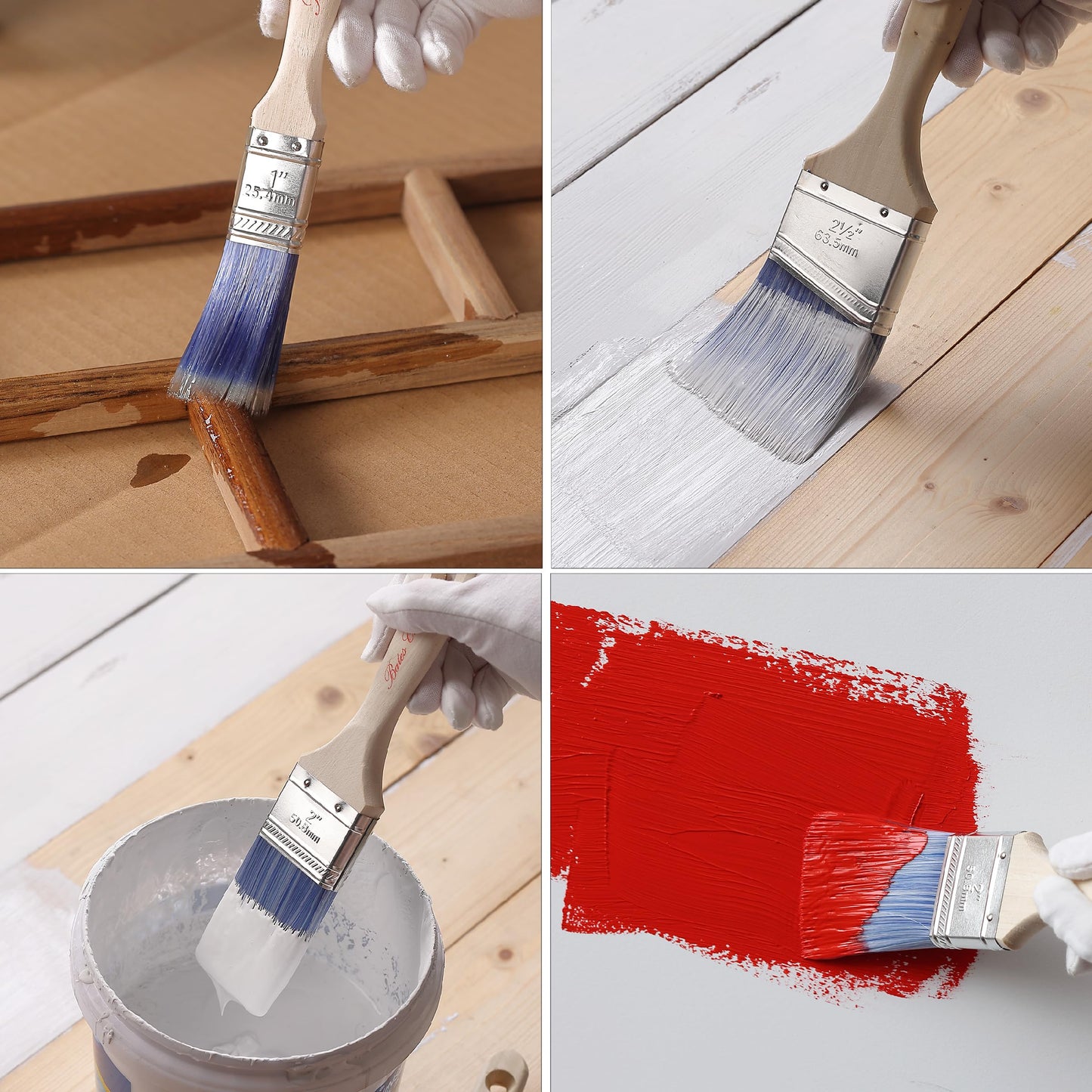 Bates Angle Paint Brushes - 1.5-Inch, 12 Pack, Treated Wood Handles for Walls, Furniture & Stain