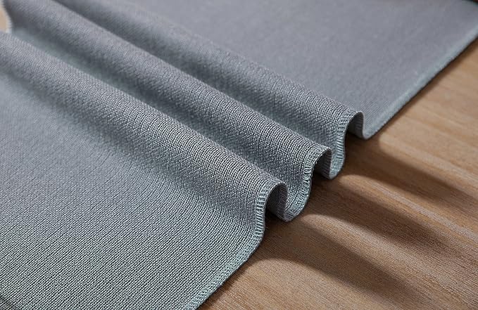 ZeeMart Dusty Blue Table Runners 60 Inches Long, Burlap Linen Style Rustic Farmhouse Table Runner, Boho Woven Dining Table Runner, 13x60 Inches, Light Dusty Blue