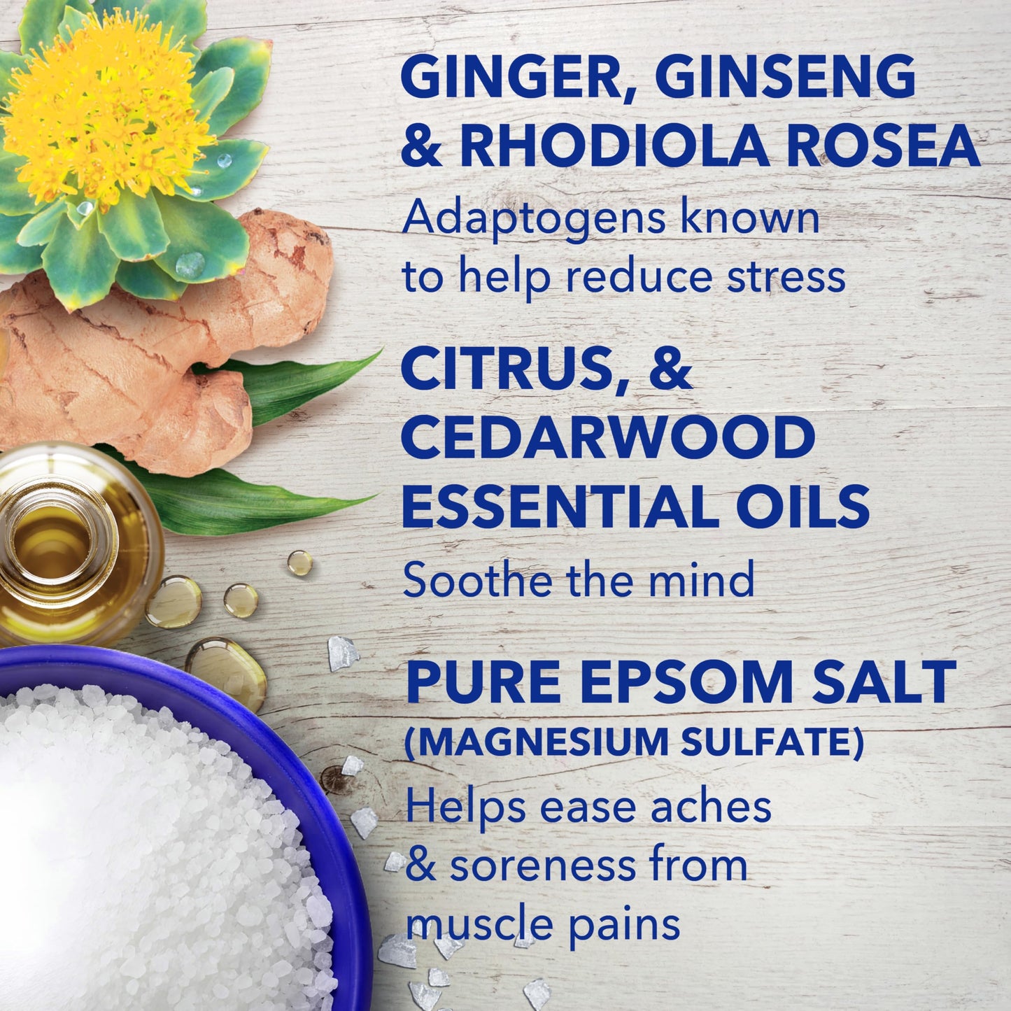 Dr Teal's Epsom Salt Magnesium Soak, Salt Stress Relief with Ginseng & Ginger Essential Oils, 3 lbs (Pack of 4)
