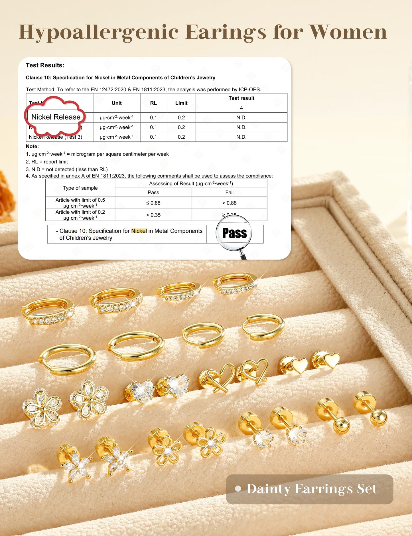Hypoallergenic Gold Stud Earrings for Women - 14k Gold Plated Surgical Stainless Steel Flat back Earrings Set Small Huggie Hoop Flatback Earring for Sensitive Ears Screw Back Cartilage Piercing Jewelry