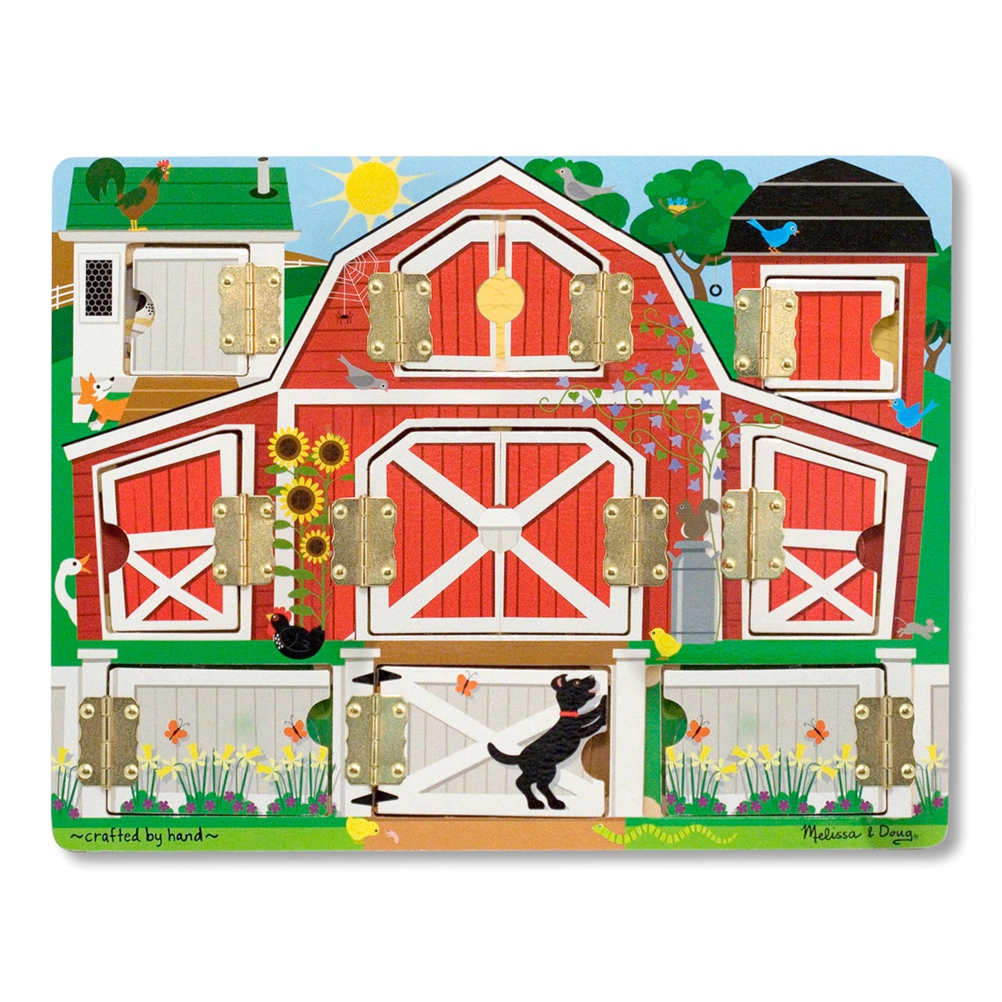 Melissa & Doug Hide and Seek Farm Wooden Activity Board with Barnyard Animal Magnets