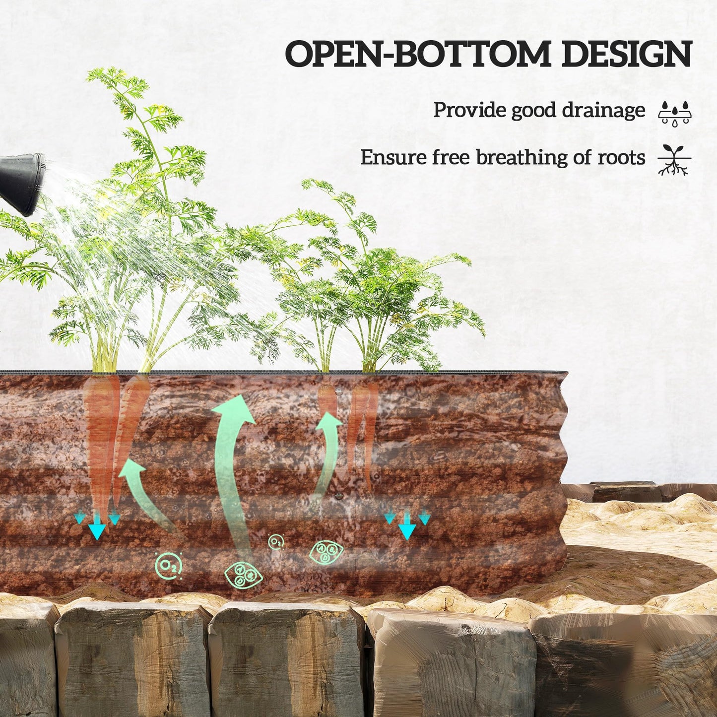 Outsunny 3.5' x 2' x 1' Galvanized Raised Garden Bed Kit, Outdoor Metal Elevated Planter Box with Safety Edging, Easy DIY Stock Tank for Growing Flowers, Herbs & Vegetables, Brown