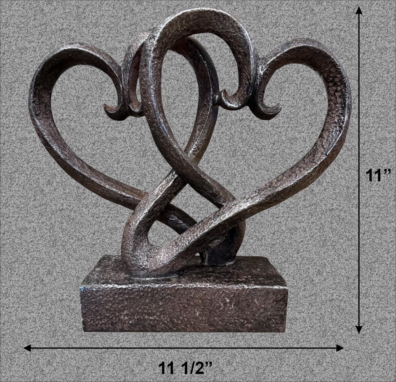 Top Brass Entwined Hearts Tabletop Decor, Two Hearts Love Unity Sculpture – Cast Iron Finish Resin Statue, Romantic Gift for Couples, Wedding & Anniversary, 11 Inches Tall