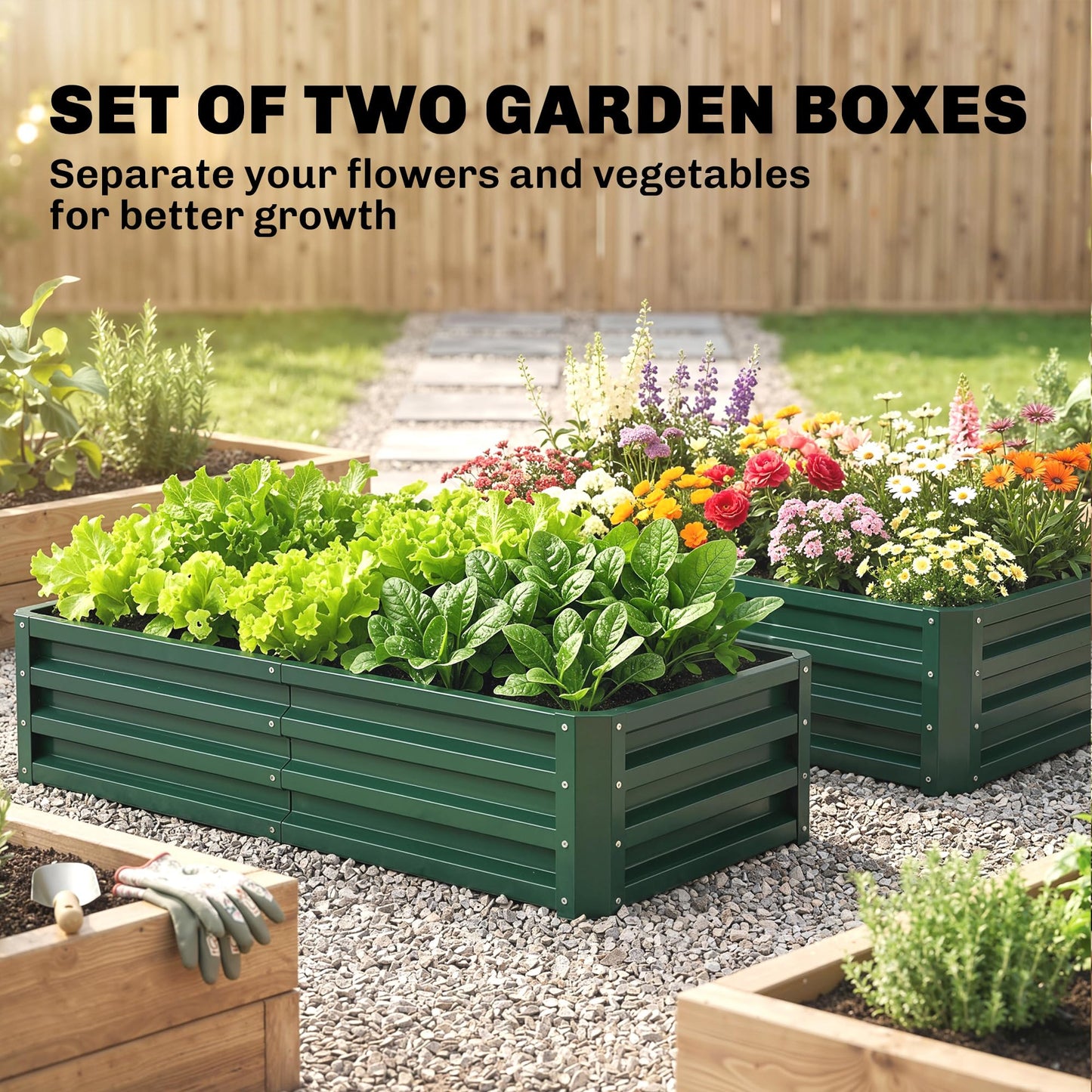 Outsunny Galvanized Raised Garden Bed, 4' x 2' x 1' Metal Planter Box, for Growing Vegetables, Flowers, Herbs, Succulents, Green