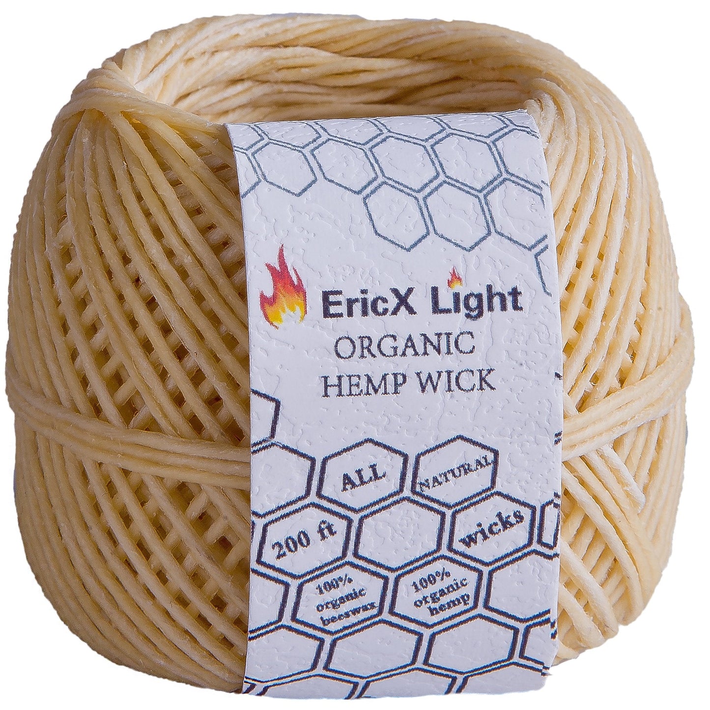 EricX Light Beeswax Hemp Wick,200 ft Spool, Organic Hemp Wick Well Coated with Beeswax,Standard Size(1.0mm)
