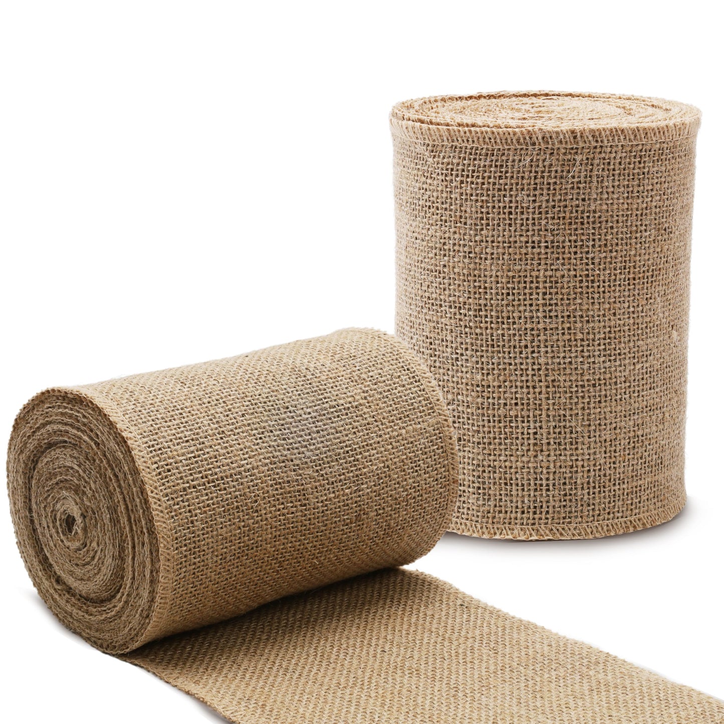 LaRibbons 2 Pcs 6 Inch Burlap Wide Fabric Craft Ribbon, 10 Yard Per Roll, Natural Brown Ribbon for Bow Crafting, Wreath-Making, Tree Decoration