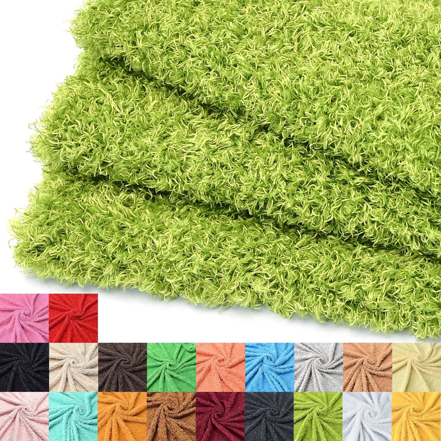 Surf turtle Faux Fur Fabric,Curly Teddy Fleece Soft Fluffy for DIY Crafts Pet Bed,Craft Material 36" x 59",Grass Green