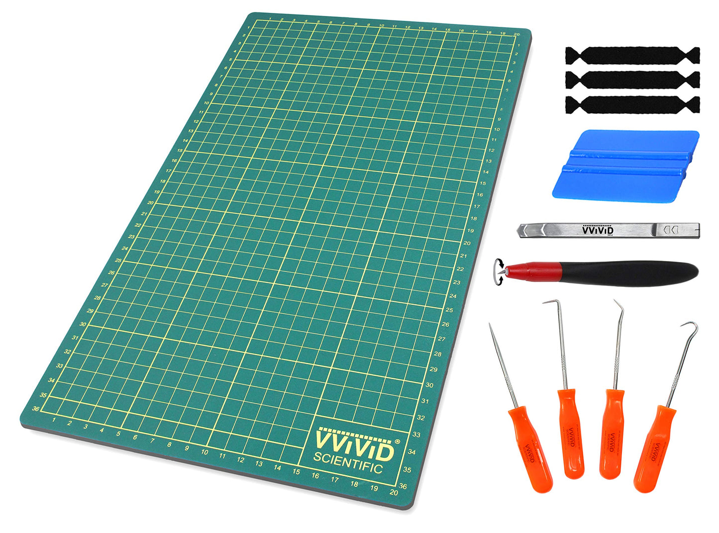 VViViD Green Self-Healing 14 Inches x 8.25 Inches Gridded & Ruled Cutting Mat For Arts, Crafts & Drafting Including Multi-Use Toolkit