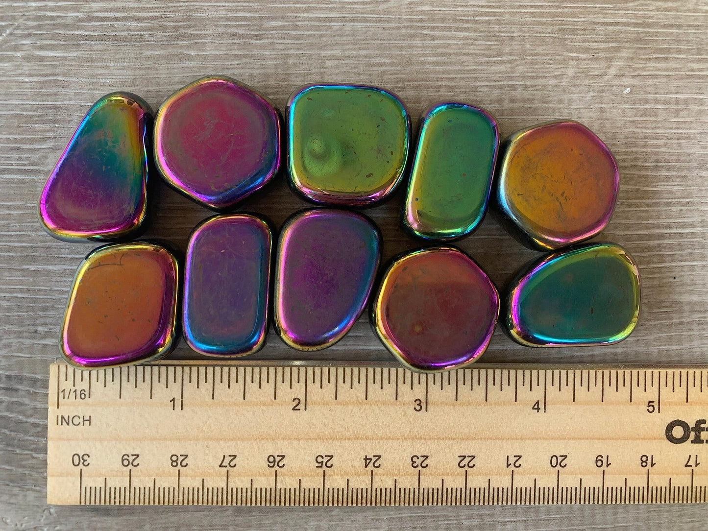 GAF TREASURES 5 Pcs Rainbow Magnetic Hematite Tumbled Stones, Polished Natural Rainbow Magnetic Hematite Gemstone, Rainbow Magnetic Hematite Healing Crystals (Rainbow Magnetic Hematite)
