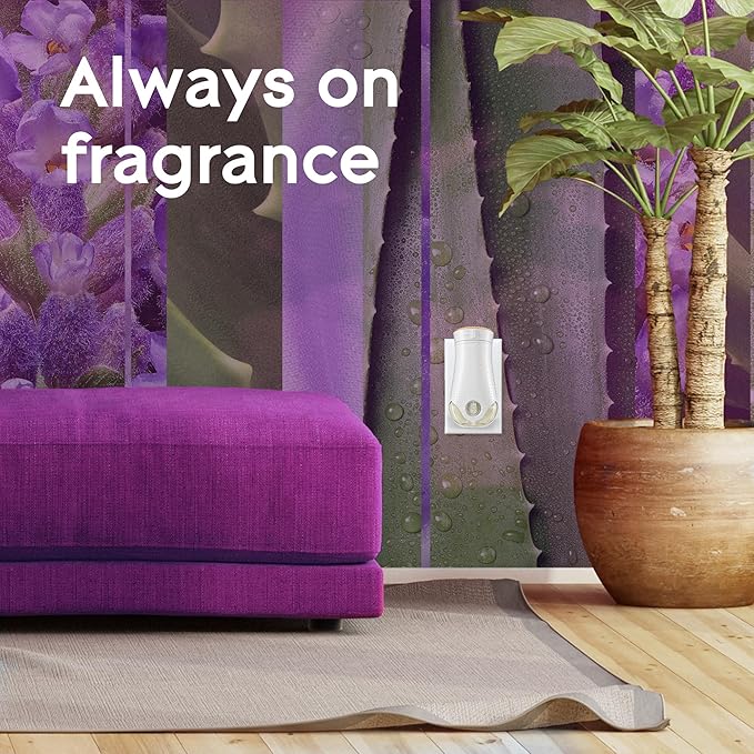 Glade PlugIns Refills Air Freshener Starter Kit, Scented and Essential Oils for Home and Bathroom, Tranquil Lavender & Aloe, 4.02 Fl Oz, 2 Warmers + 6 Refills