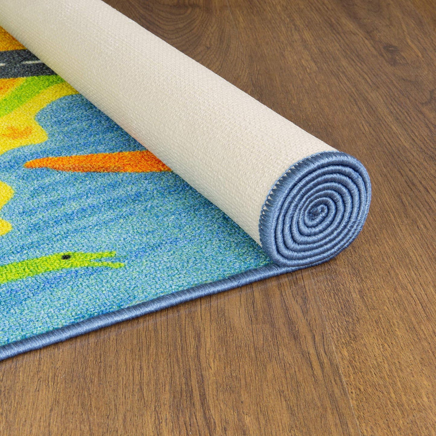 KC Cubs: Educational Rug: Dinosaur World Safari Road Map - 8x10' Playmat - Interactive Play, Activity Area Carpet, Bedroom-Classroom, Baby-Toddler-Kid