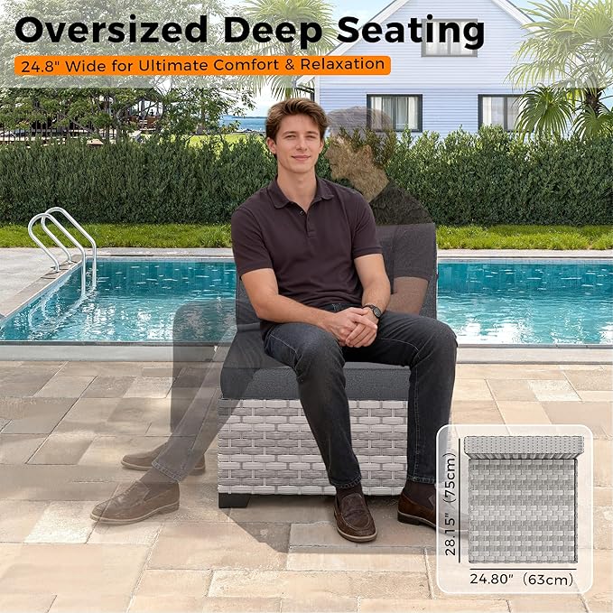 14-Seat Modern Patio Furniture Set with Swivel Rocking Chairs, Thick 4″ Cushions, Dual-Strand Wicker Rattan, Rust-Resistant Steel Frame – Outdoor Conversation & Modular Sectional,Black