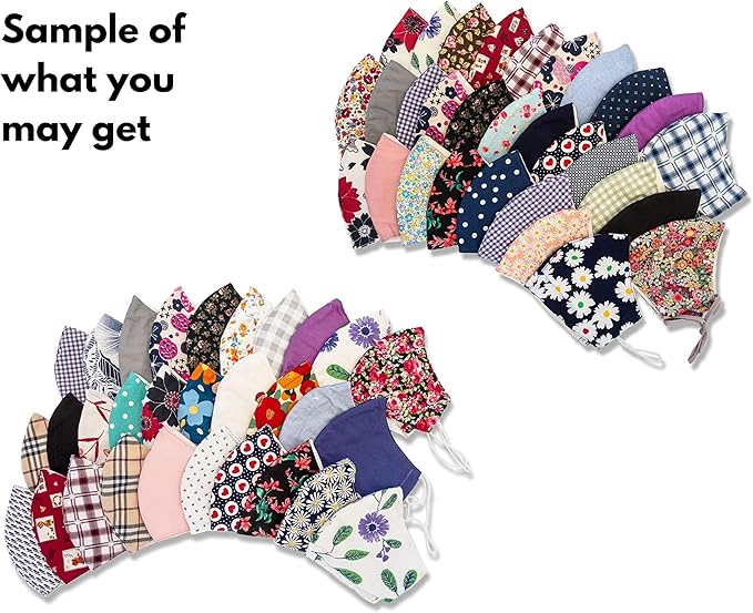 HOPE LOVE SHINE Reusable Face Masks – 3-Layer 100% Cotton Cloth Masks for Adults pack of 30