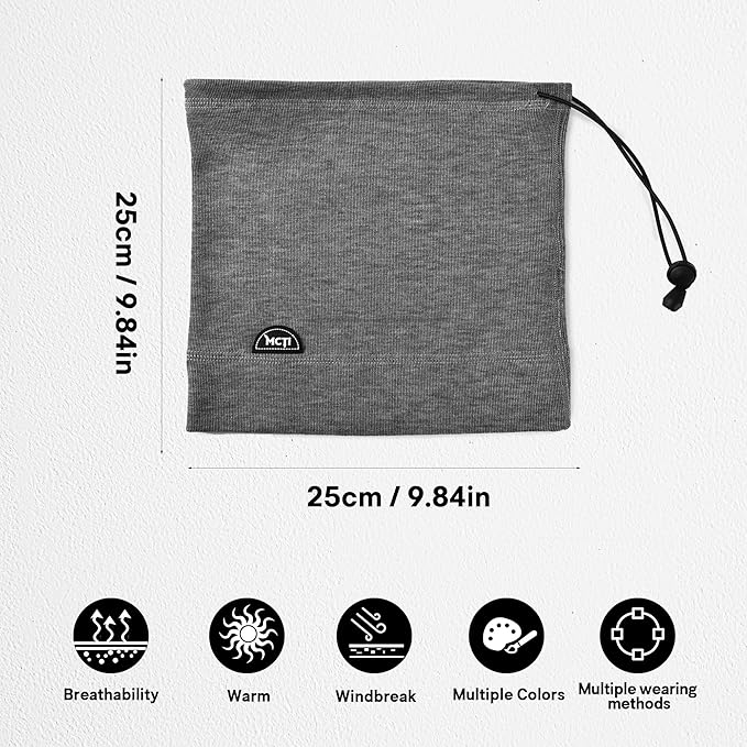 MCTi Neck Gaiter Warmer Winter Fleece Scarves Beanie Hat for Skiing Cycling Elastic Closure