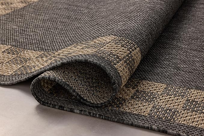 Loloi Chris Loves Julia Providence Collection PRC-01 Charcoal/Natural 6'-3" x 9'-2", .12" Pile Height, Indoor/Outdoor Area Rug
