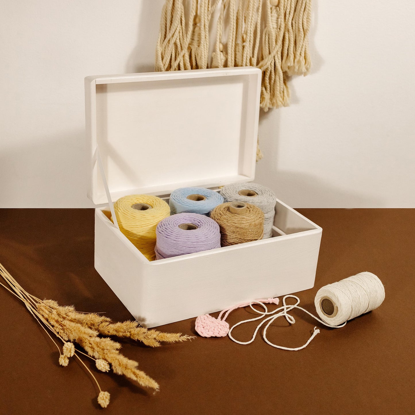 Creative Deco Large White Wooden Box Storage with Hinged Lid | 11.8x7.87x5.51in (+-0.5) | Keepsake Gift Box for Tool Dog Toy Kitchen Storage | ROUGH UNSANDED Wood Chest Trunk