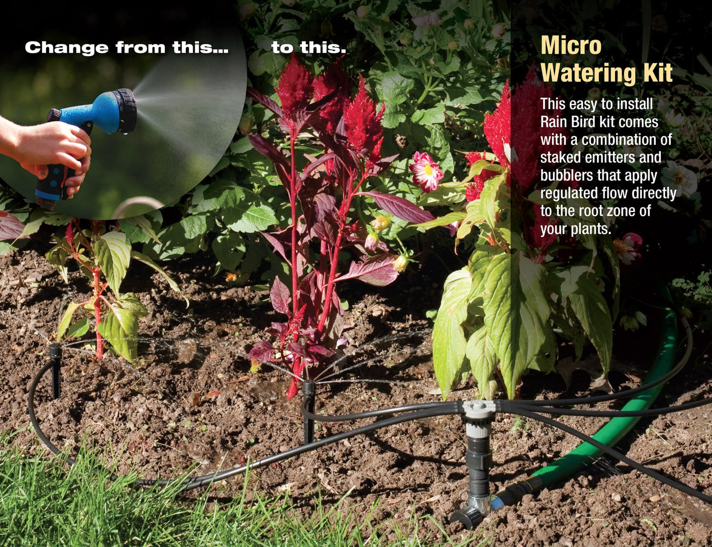 Rain Bird SWDMSPKIT Drip Irrigation Spot Watering Manifold on a Spike Kit, Bubblers and Emitters