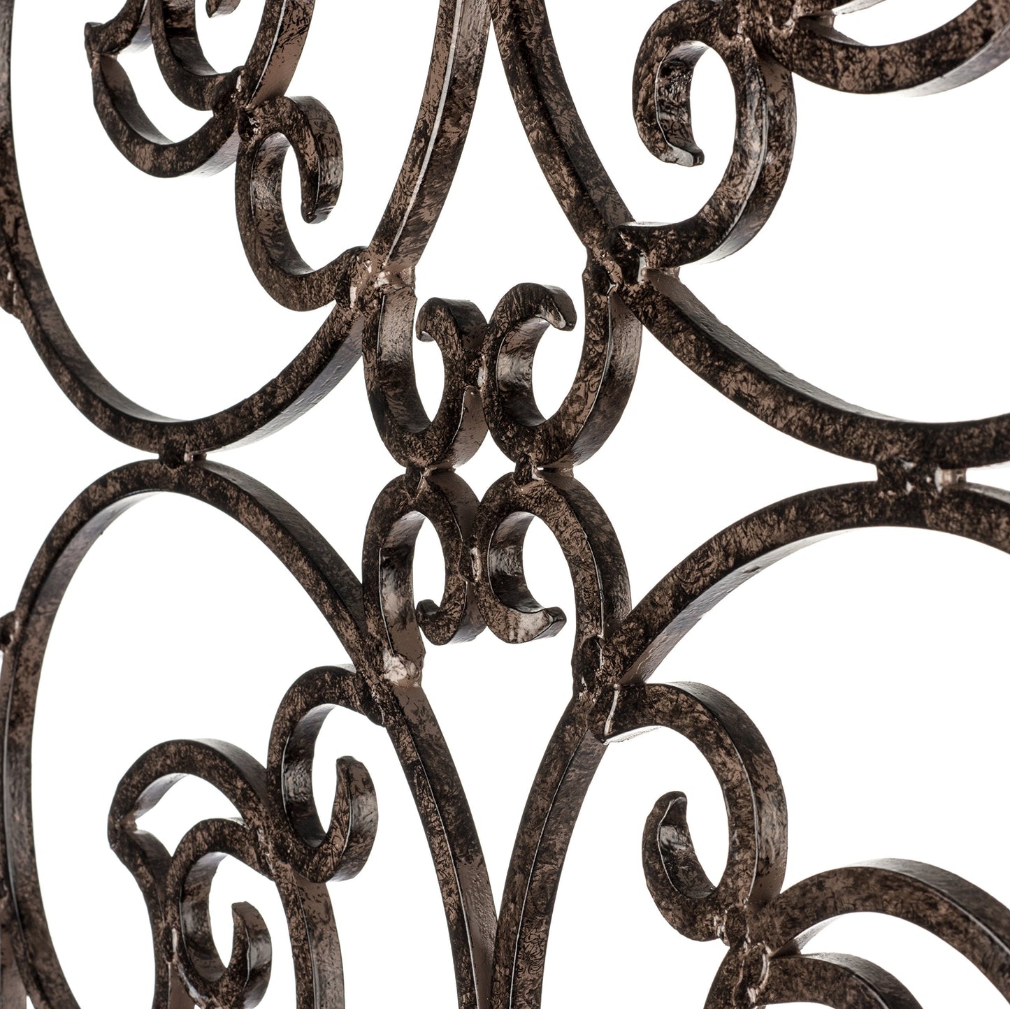 H Potter 72” Heavy Duty Garden Trellis – 60 lb Solid Iron Scrollwork Panel, 1” Metal Frame with Ground & Stabilizing Stakes (Charcoal Brown)