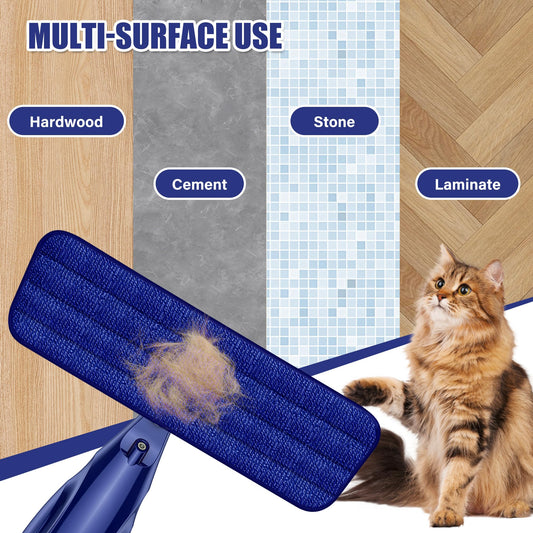 Microfiber Spray Mop for Floors Cleaning: Wet Dry Hardwood Floor Mops with 3 Washable Reusable Pads for Swiffer Powermop - Flat Mop with Sprayer for Tile Wood Laminate Vinyl Marble