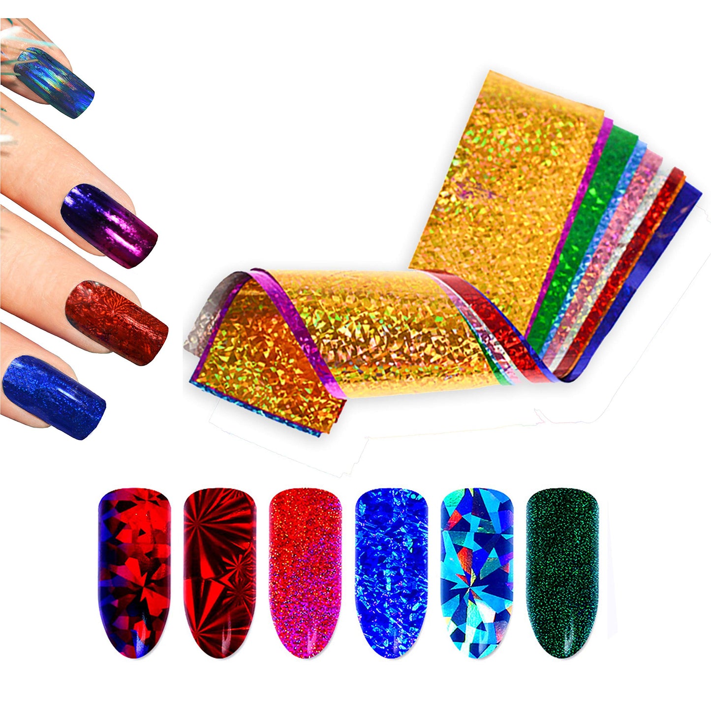 Beaute Galleria 50 Pieces Nail Foil Transfer Stickers, Laser Galaxy Starry Sky Nail Art Decorations