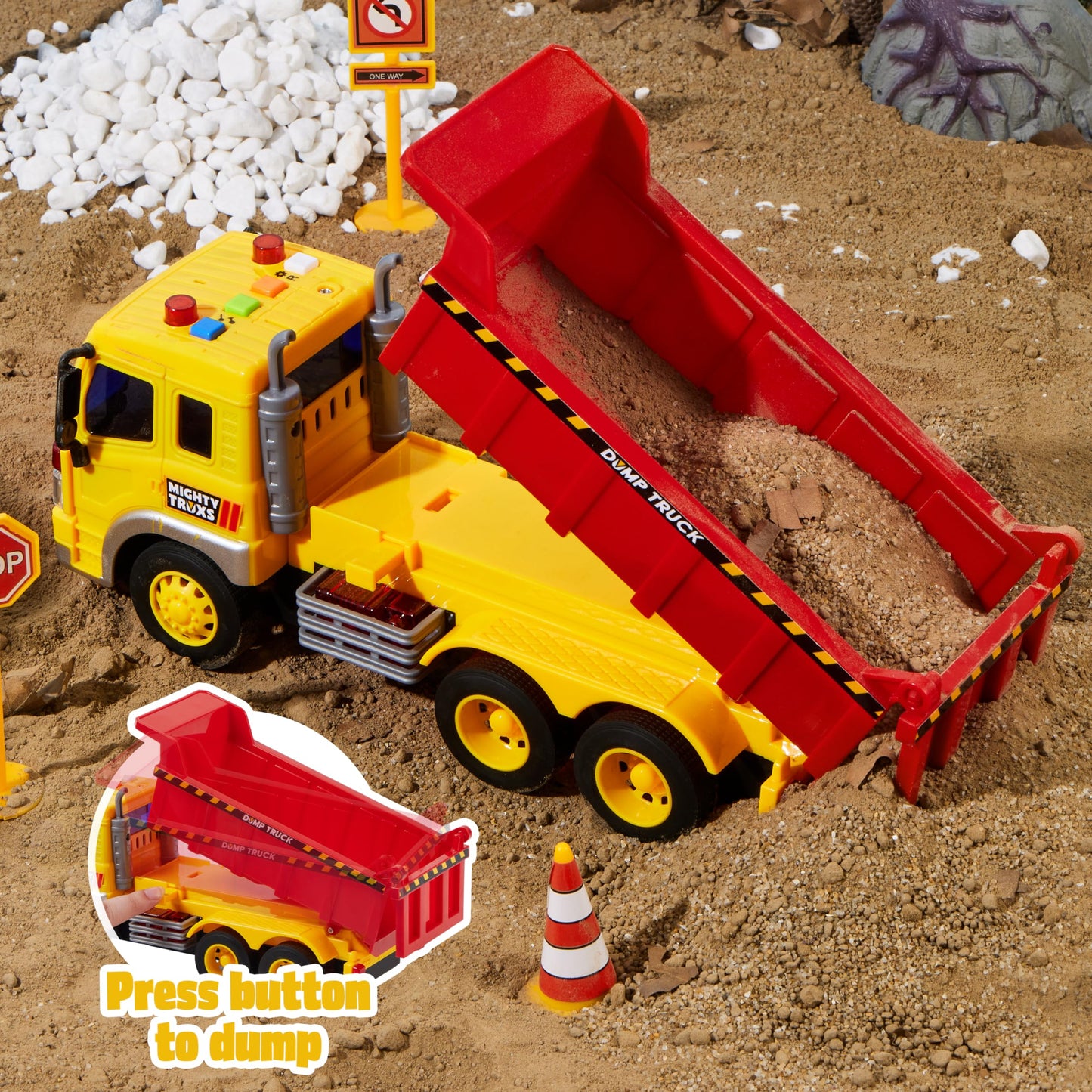 JOYIN 3 Pack Construction Toy - Excavator, Dump Truck and Loader, Moveable Claw & Lifting Back, Construction Truck Toy, Birthday Gift for Toddler Boys Kids