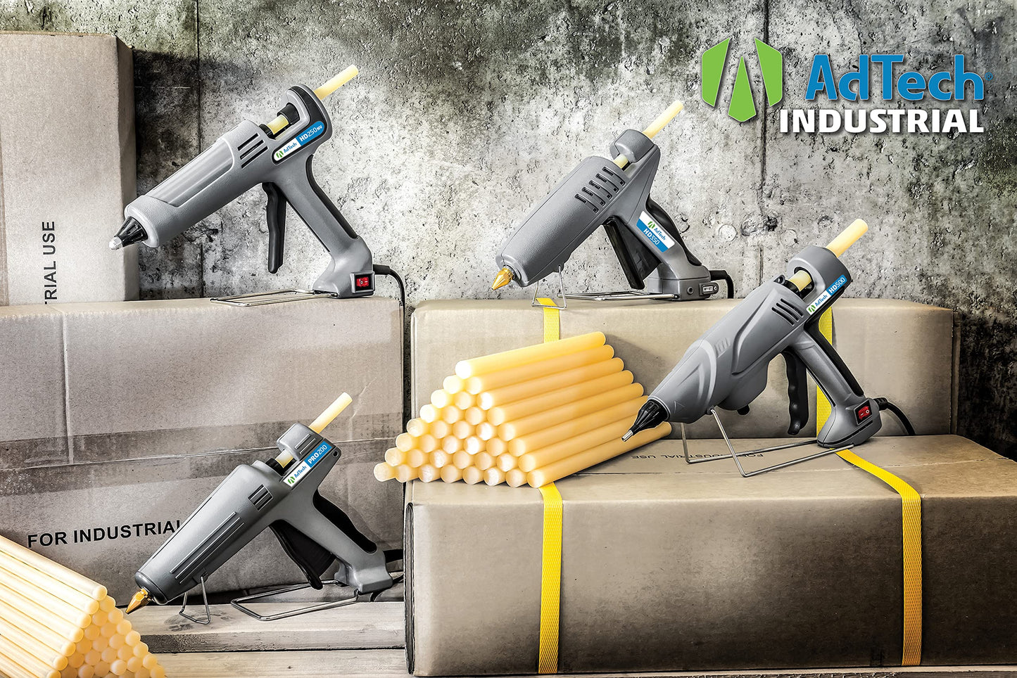 AdTech Industrial Strength Full Size High-Output Hot Melt Glue Gun – Professional Grade Hot Glue Gun for Carpentry, Repairs & Remodeling, Grey, 200 watts - 189