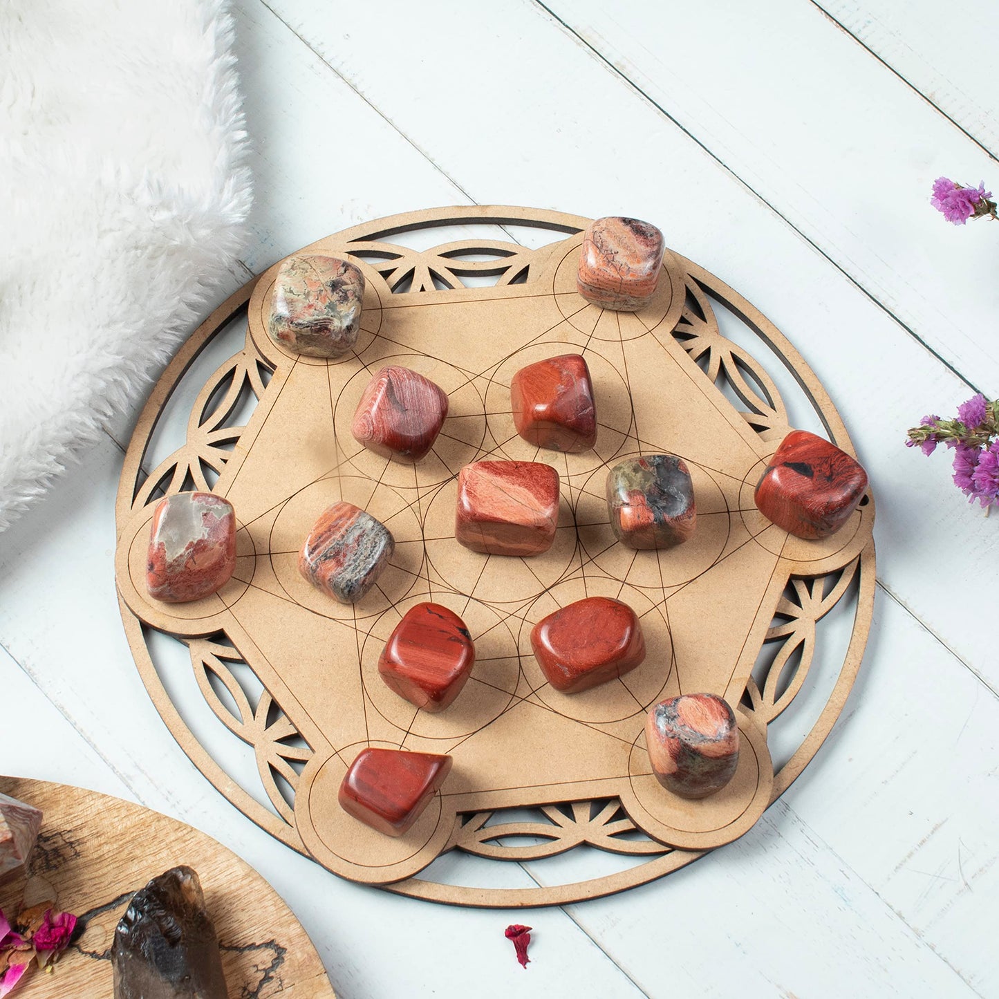 "Crocon 1LB Noreena Jasper Tumbled Stones and Crystals Bulk 2000+ Carats Natural Crystal Kit for Reiki Healing Crystal Polished, Tumble Stones, Chakra Balancing, Reiki Gift, Home Decor Size : 20mm "
