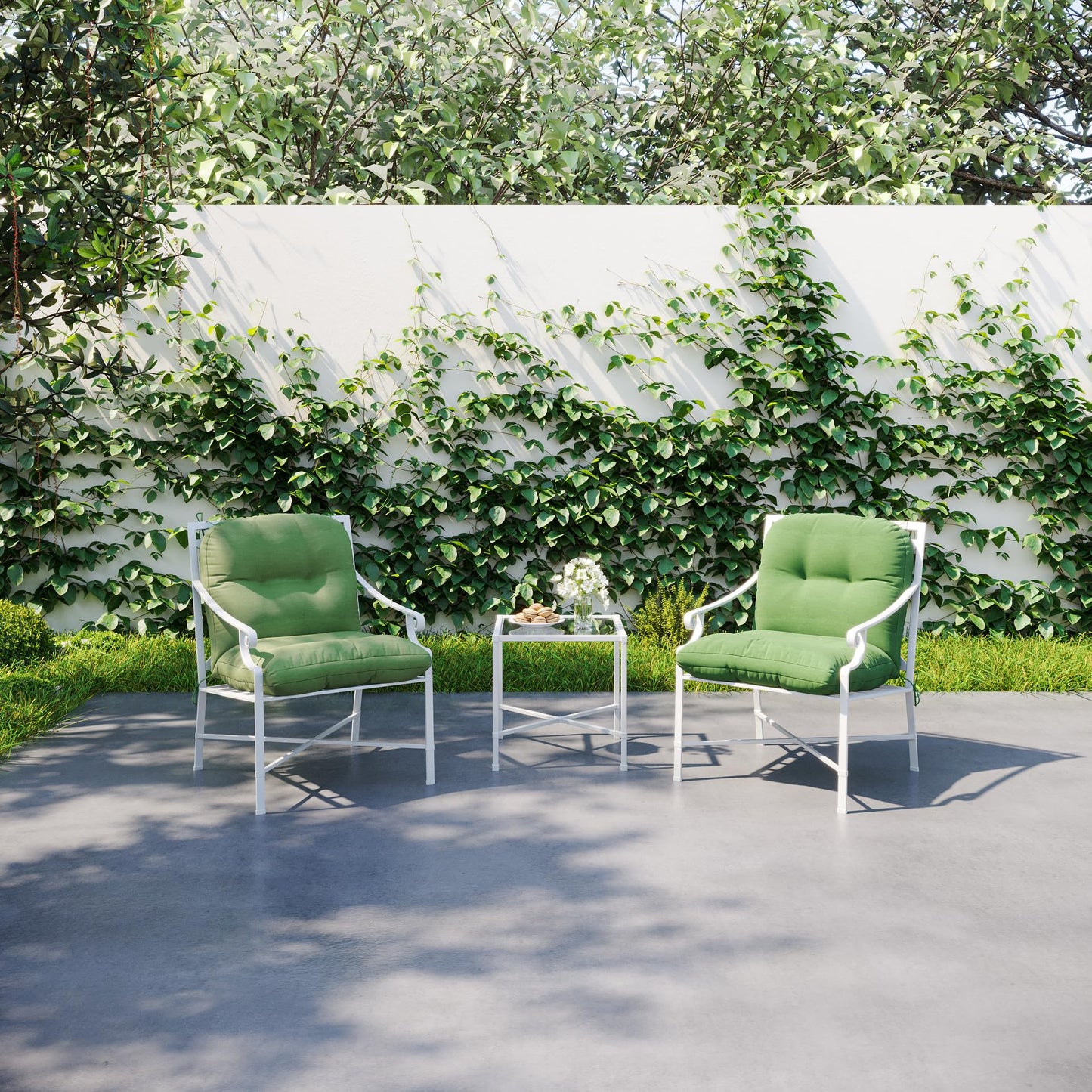 BOSSIMA Outdoor Indoor High Back Chair Tufted Cushions Comfort Replacement Patio Seating Cushions Deep Green