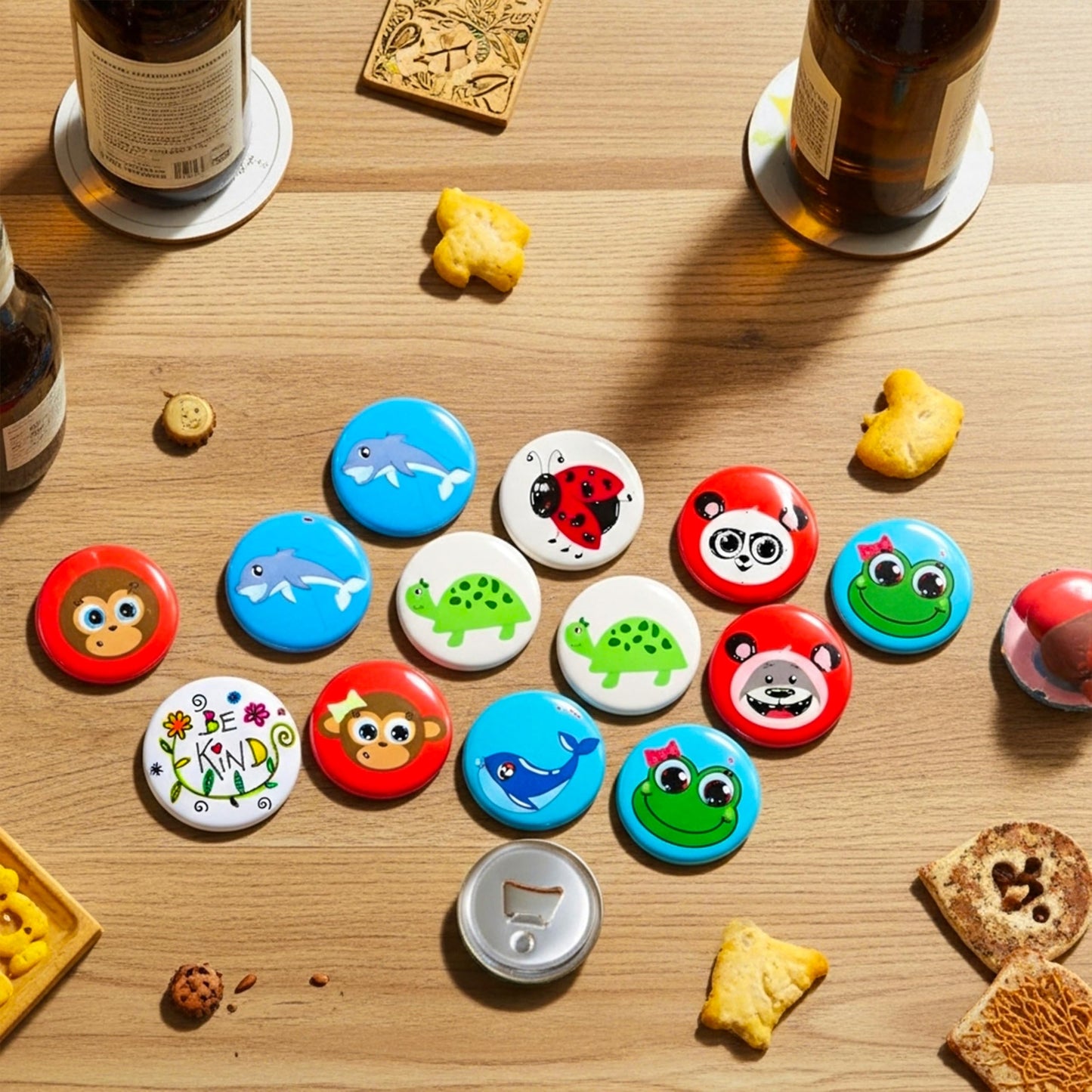 Nice2Have 25 Sets of Bottle Opener Buttons 2.25 inch (58mm) - Button Maker Supplies for Button Maker Machine