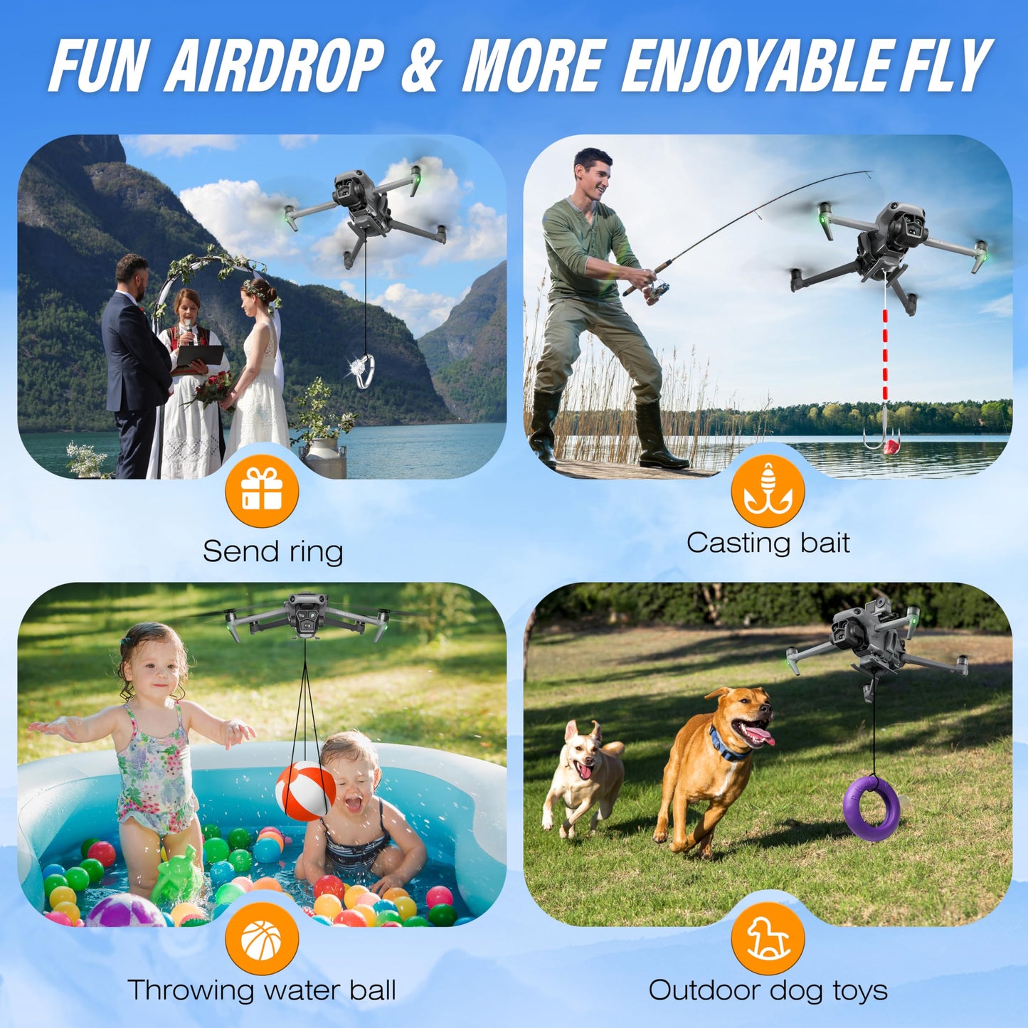 (3 in 1) FLYDrone Mavic 3 Pro Landing Gear with Airdrop System, Payload/Delivery/Transport Release Device for DJI Mavic 3 Classic/Mavic 3/Mavic 3 pro Accessories Lights Landing legs