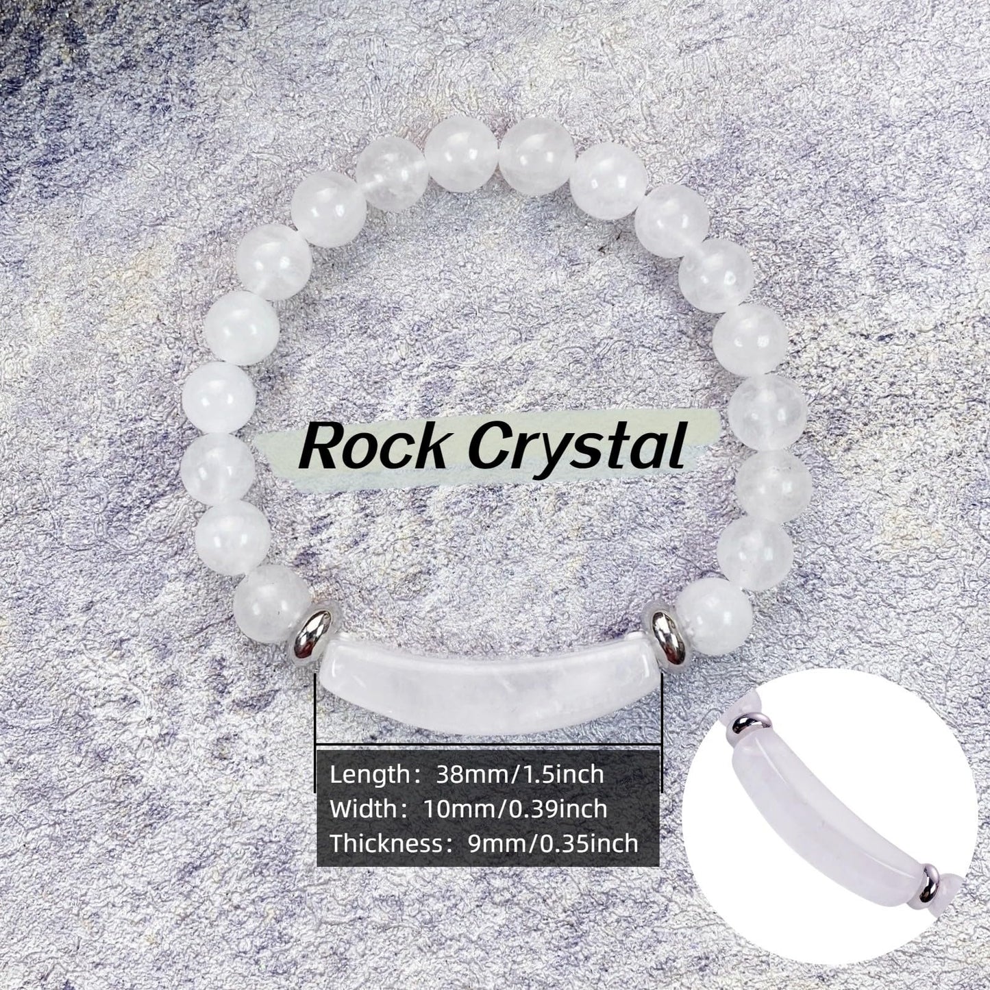 EDEN'S CALL 8mm Healing Crystal Beads Stretch Bracelet Handmade Good Luck Energy Chakra Stone Beaded Bangle, Rock Quartz